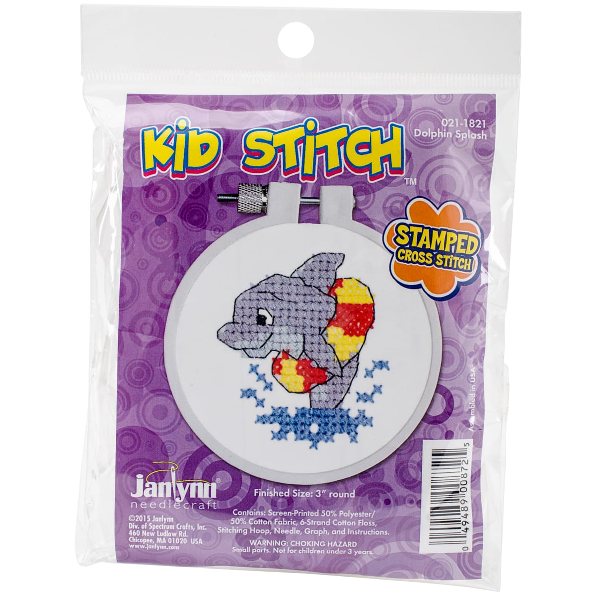 Janlynn® Kid Stitch Dolphin Splash Stamped Cross Stitch Kit