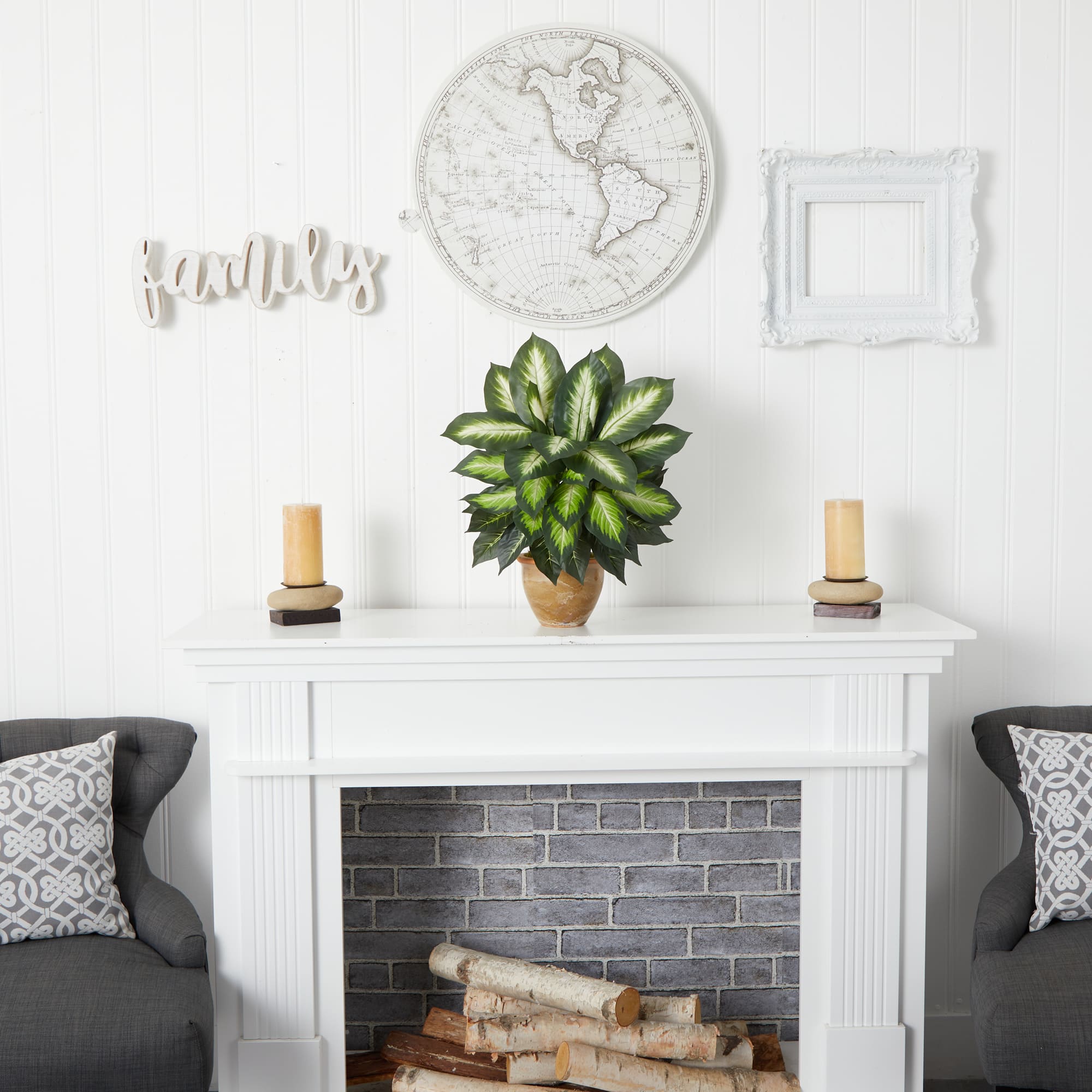 18" Dieffenbachia Tree In Ceramic Planter