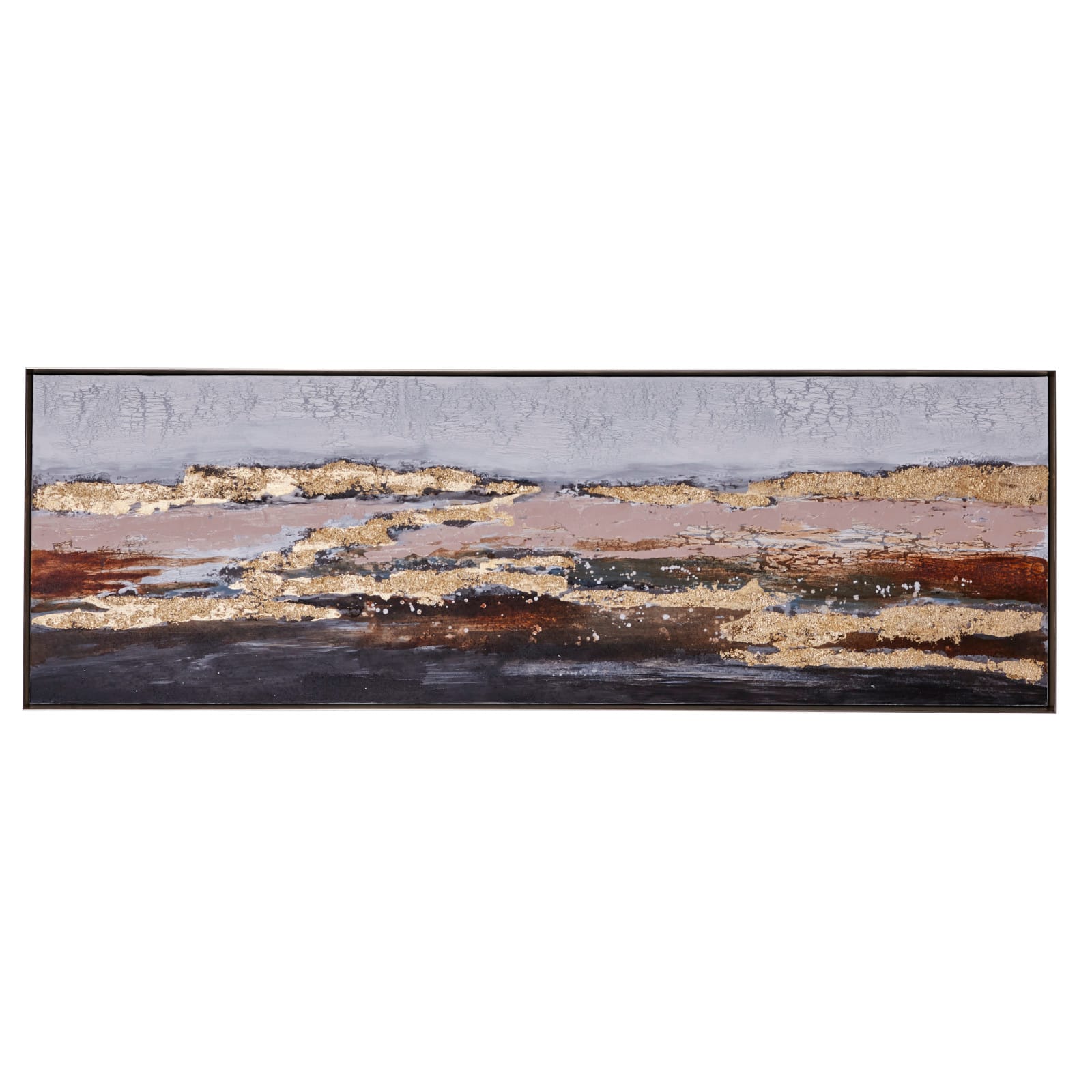 Gold Contemporary Abstract Canvas Wall Art, 20" x 59"