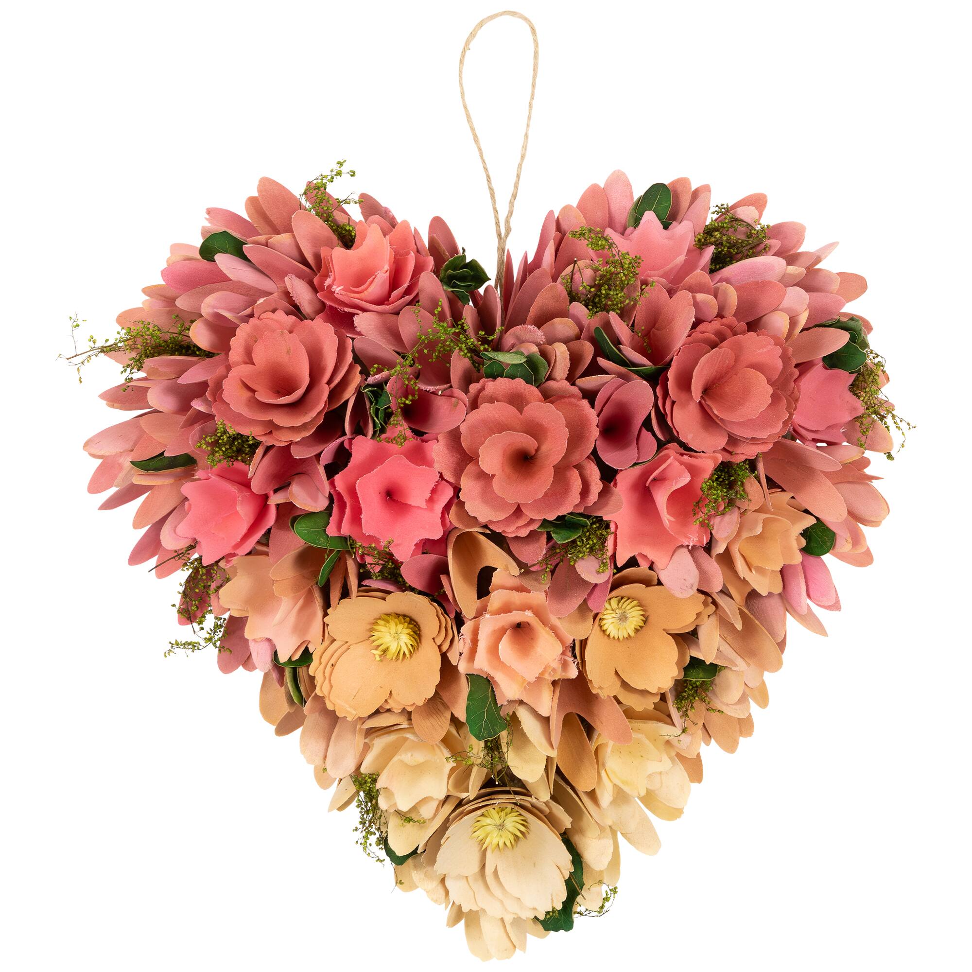 13" Pink & Yellow Mixed Floral & Foliage Artificial Valentine's Day Heart Wreath By Northlight | Michaels®