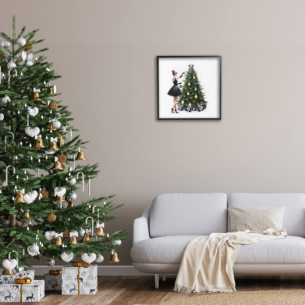 Stupell Industries Trendy Christmas Tree Framed Giclee Wall Art