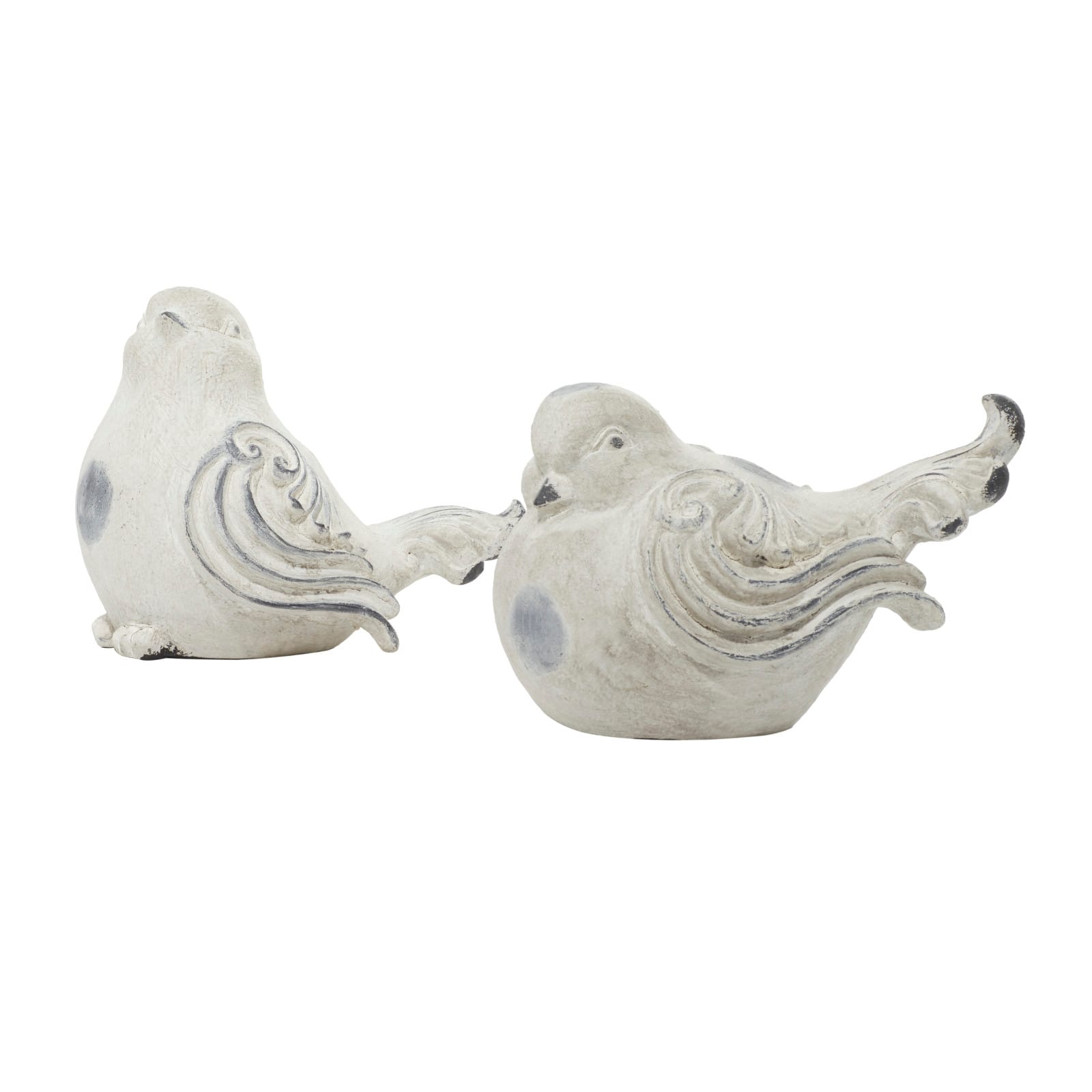 Tan Stone Country Garden Bird Sculpture Set