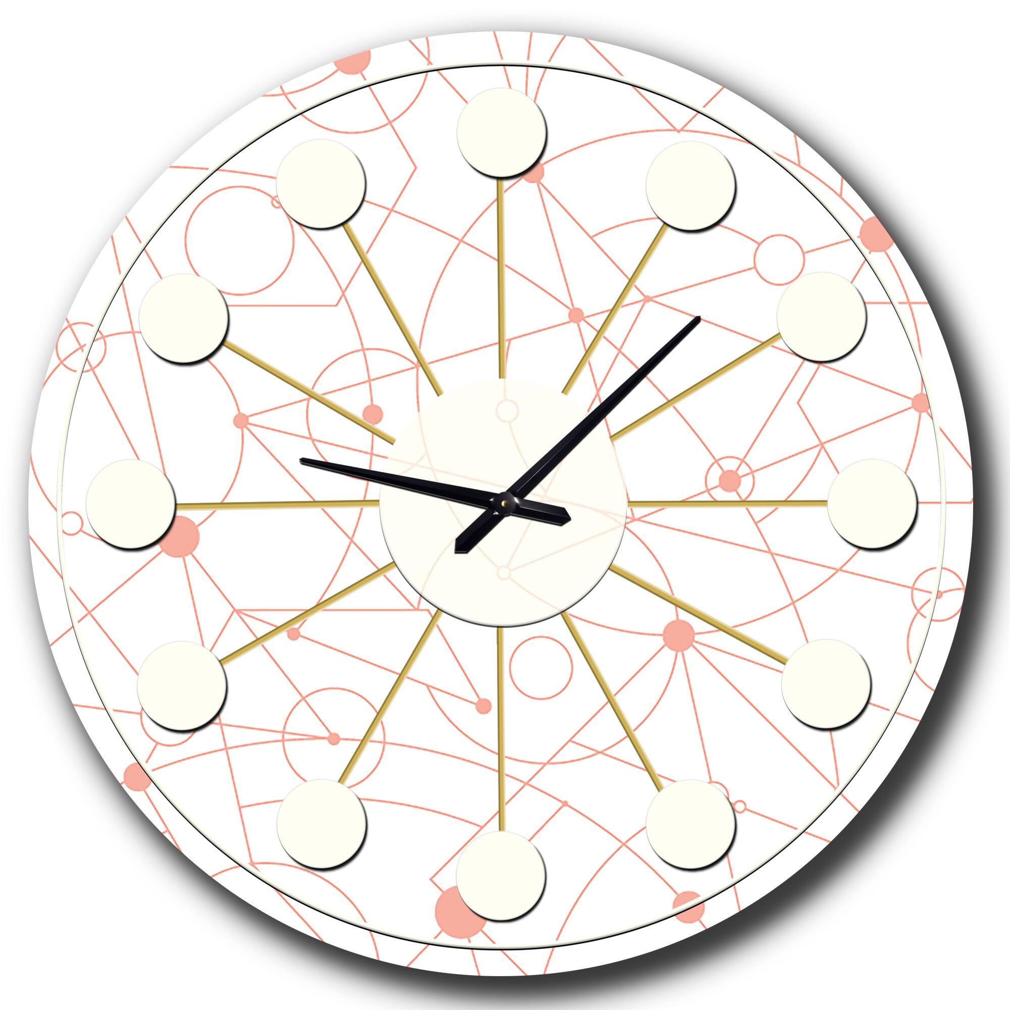 Designart 'Retro Geometric Grid Ii Mid-Century Modern Wall Clock
