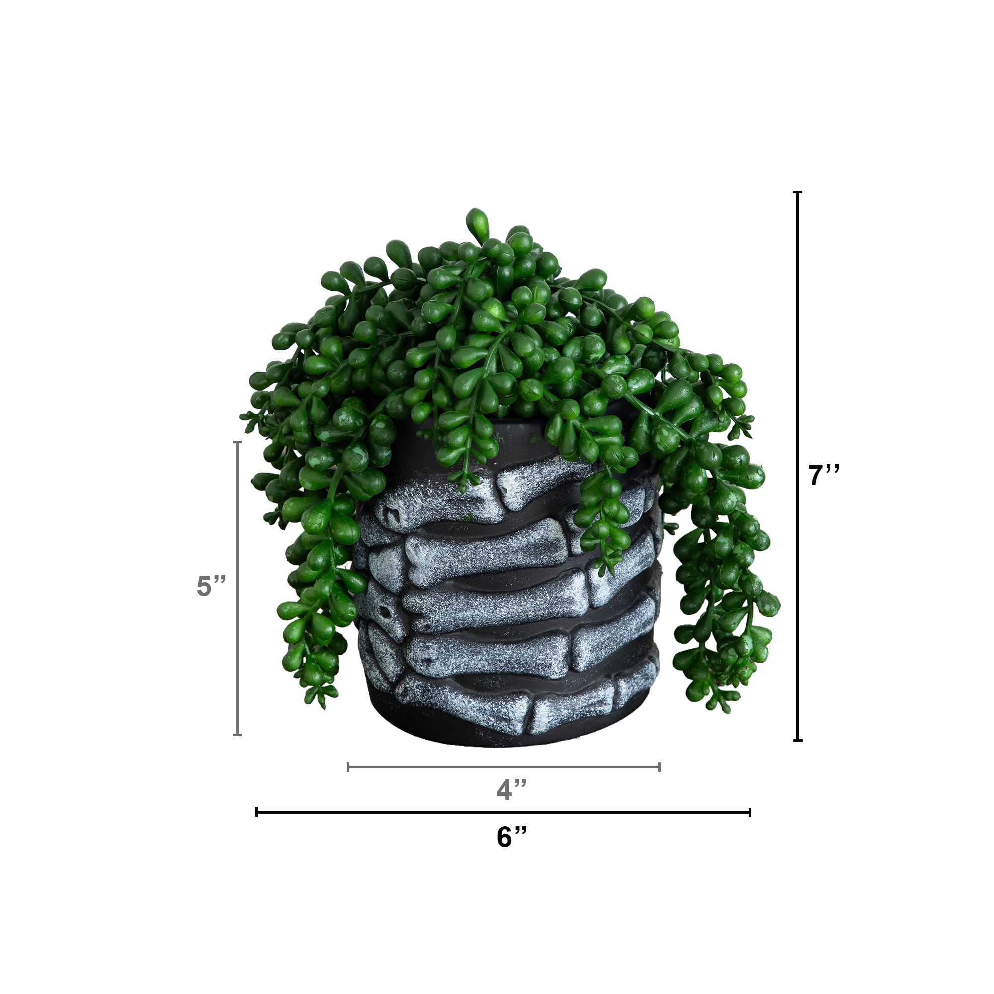 7" Artificial Halloween String of Pearls in Skeleton Hand Planter
