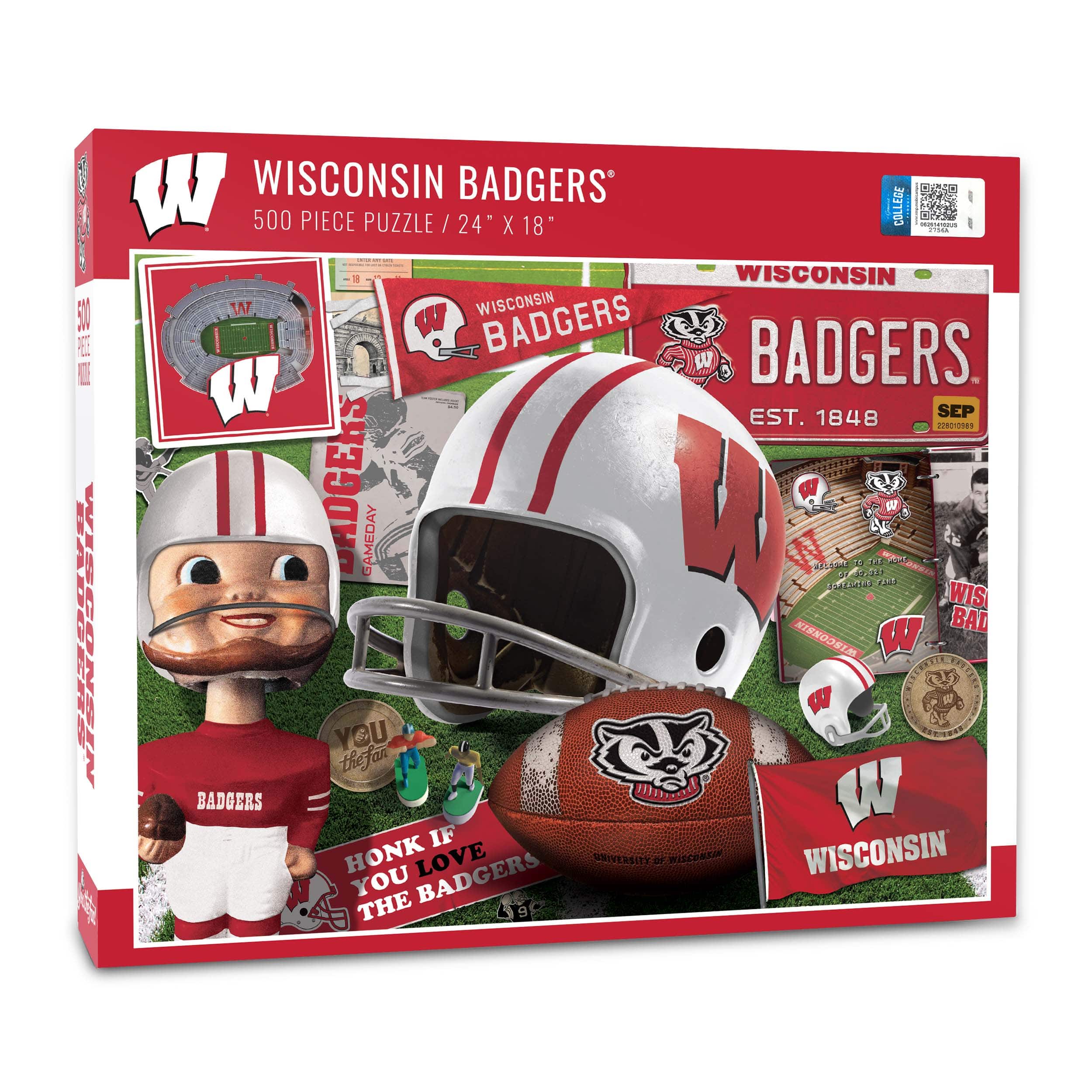 College Team Retro Series 500 Piece Puzzle By Youthefan in Wisconsin Badgers | 18" x 24" | Michaels®