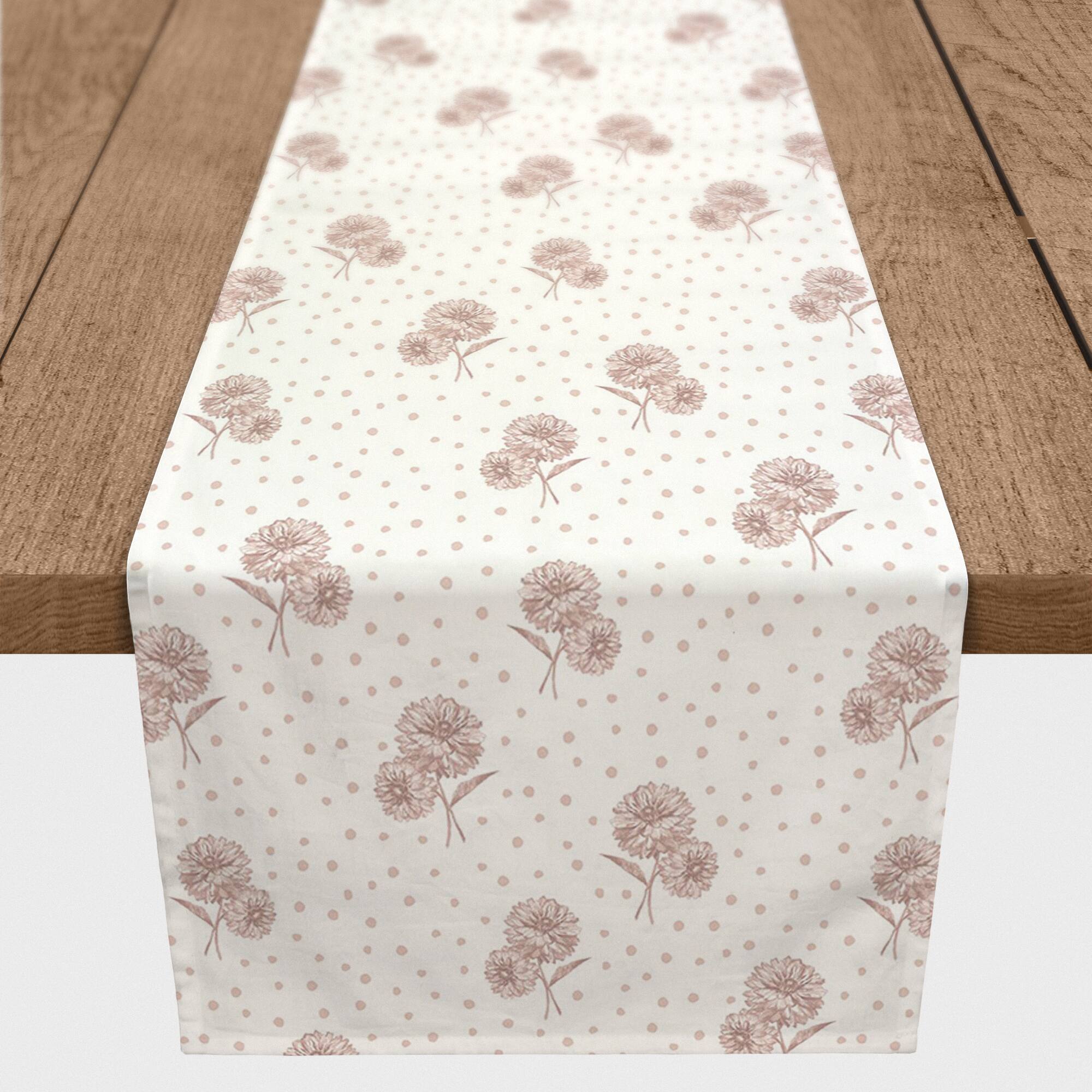 72" Floral Dots Cotton Twill Runner