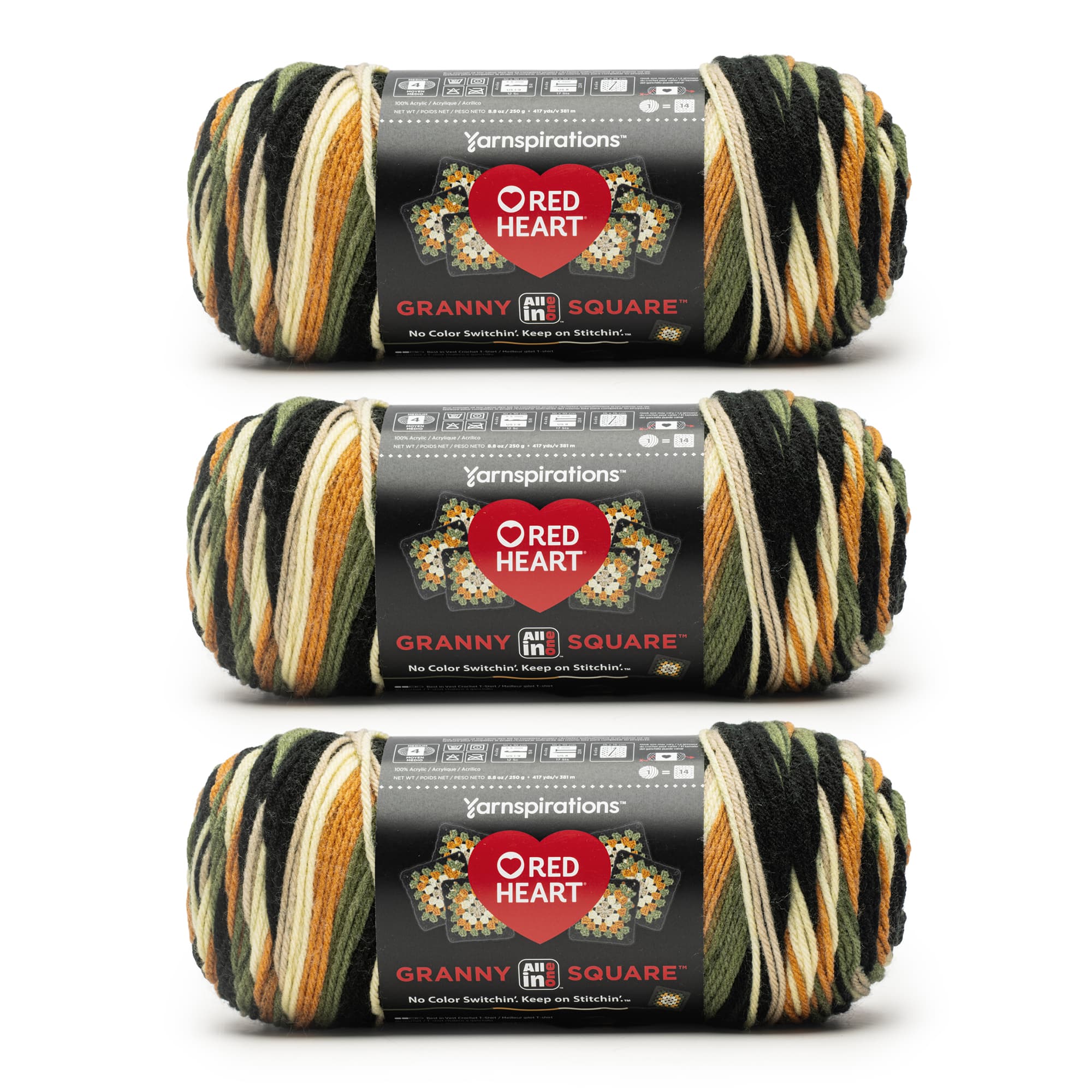 3 Pack Red Heart® All in One™ Granny Square™ Yarn
