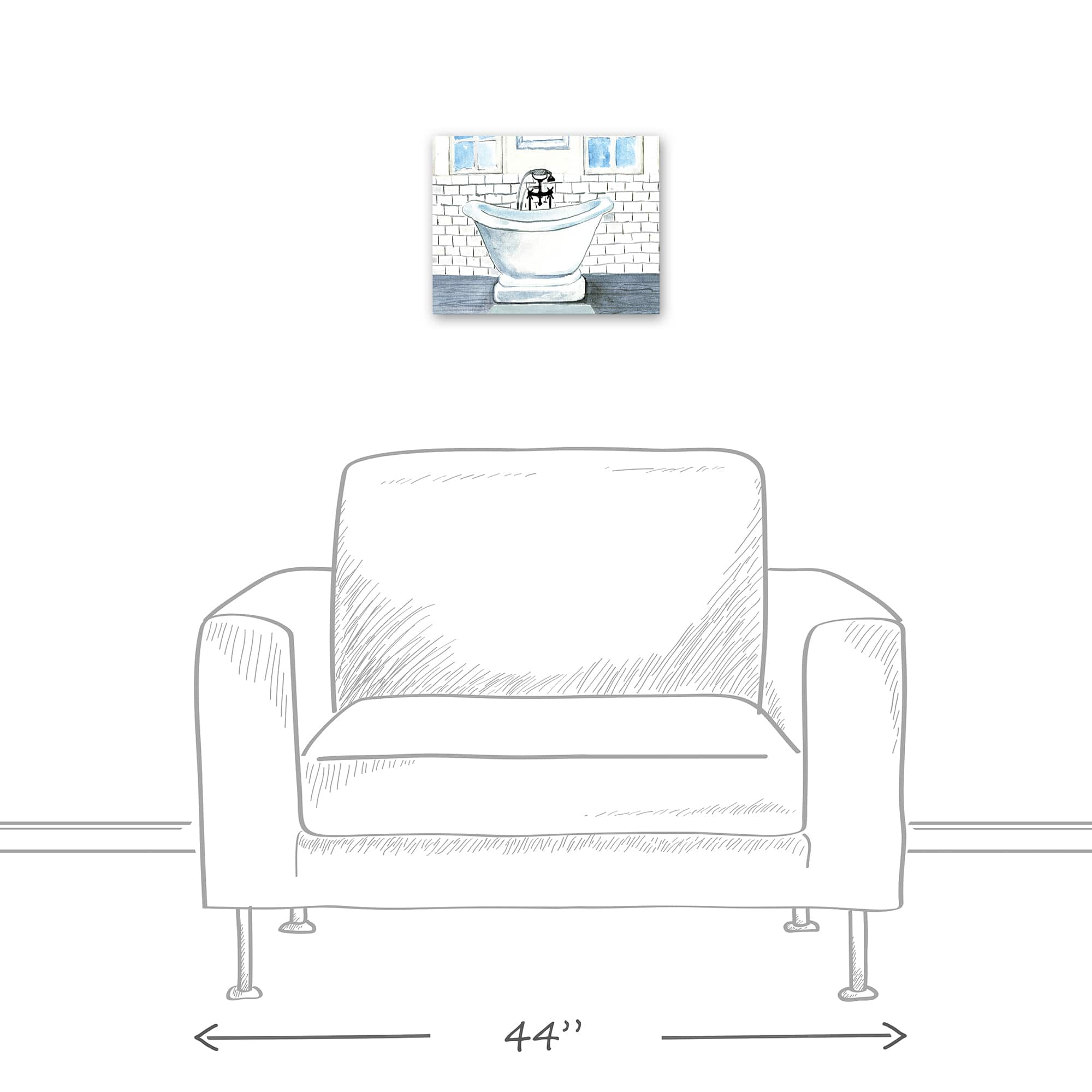 Chic Bathtub 14" x 11" Canvas Wall Art