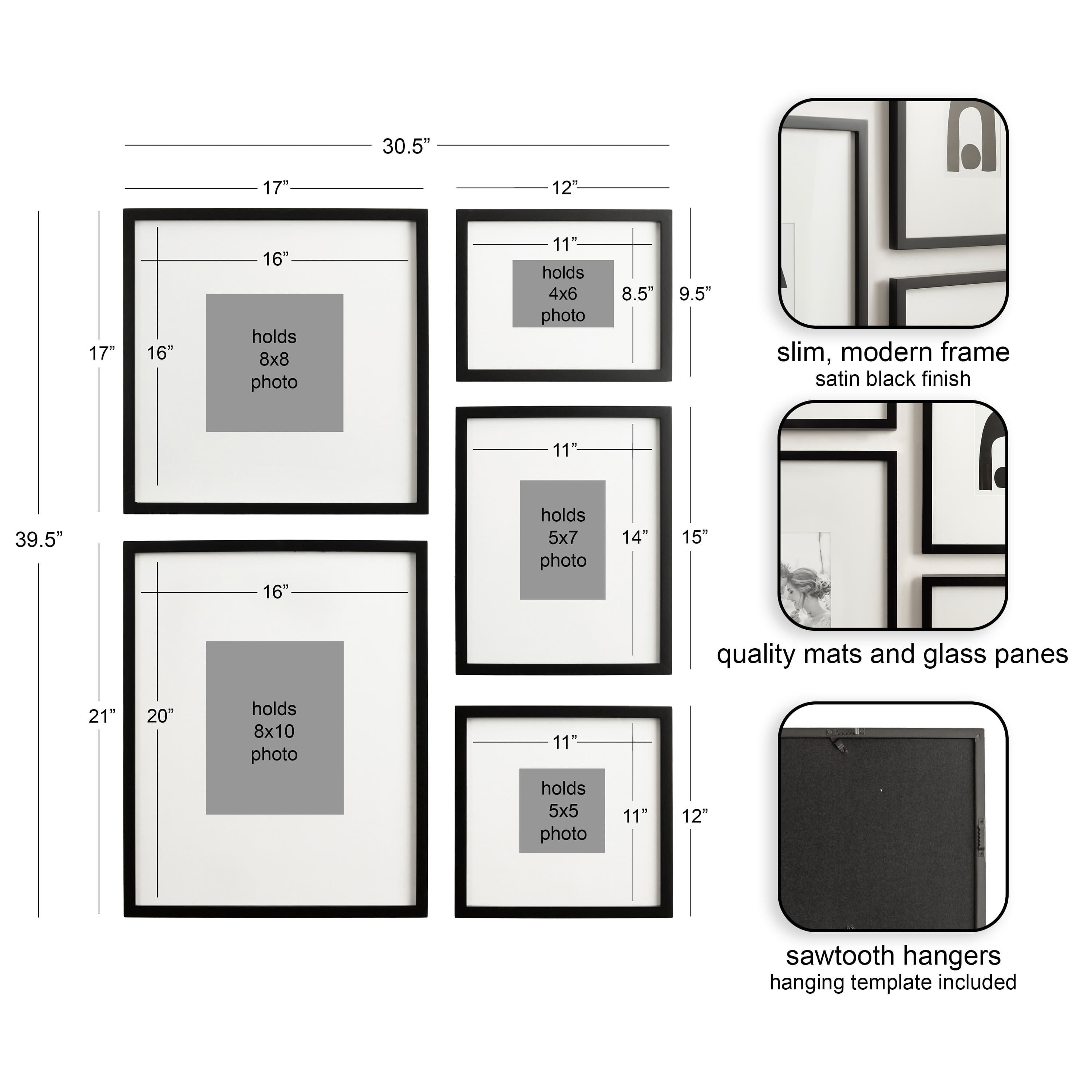 Kate and Laurel Gallery MDF Wall Matted Frame Set