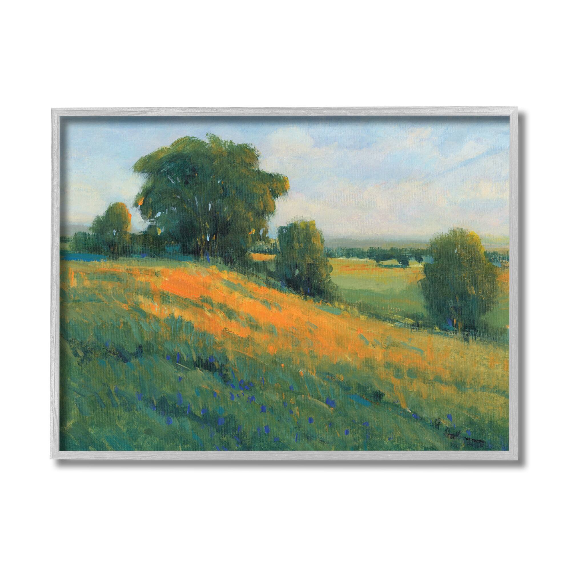 Stupell Industries Green Rolling Hills Gray Framed Wall Art