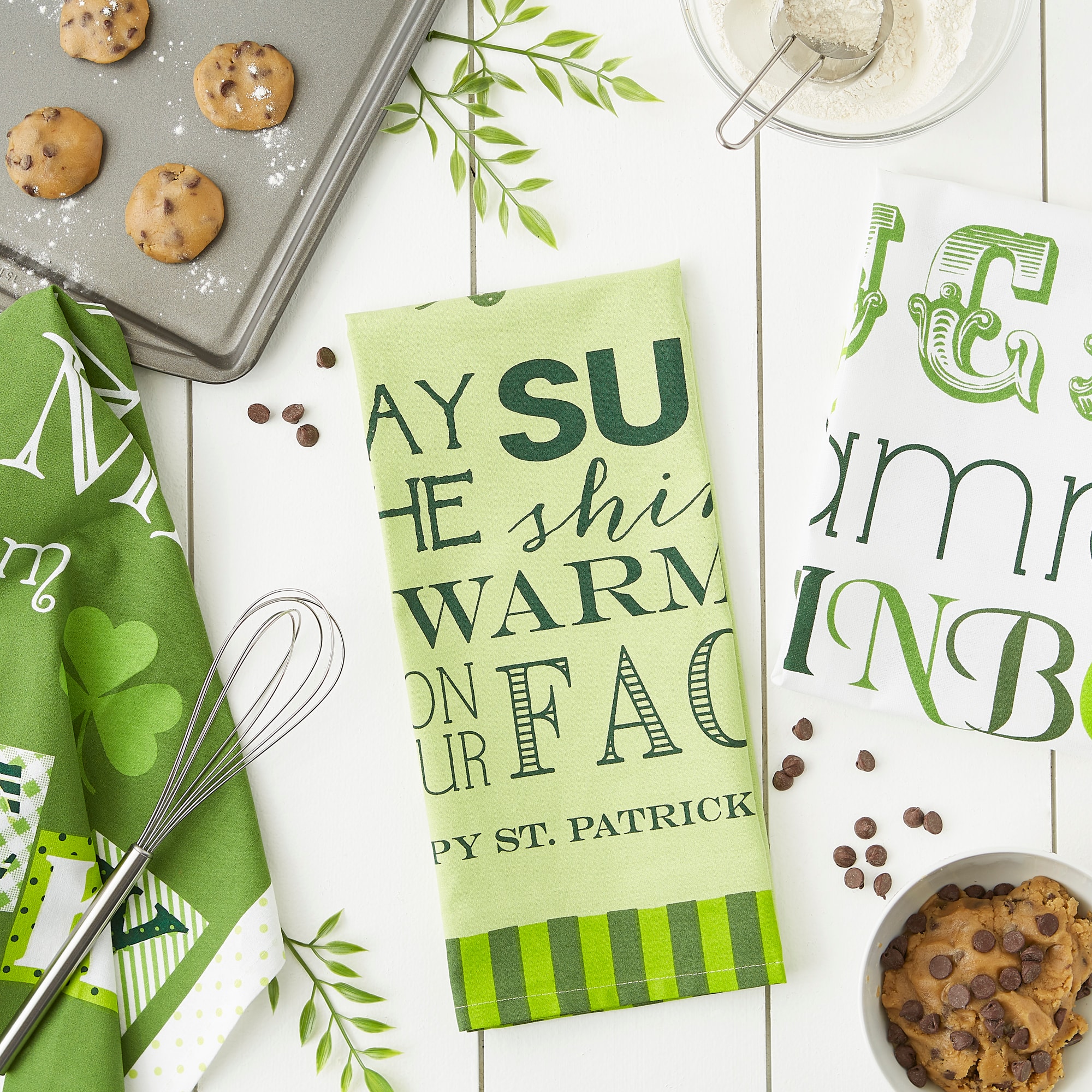 DII® Green & White St. Patrick's Day Printed Dishtowels, 3ct.