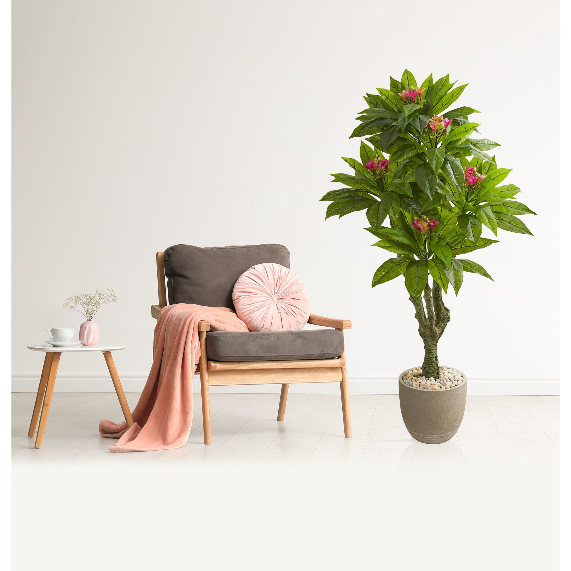 5ft. UV Resistant Plumeria Artificial Tree in Decorative Planter