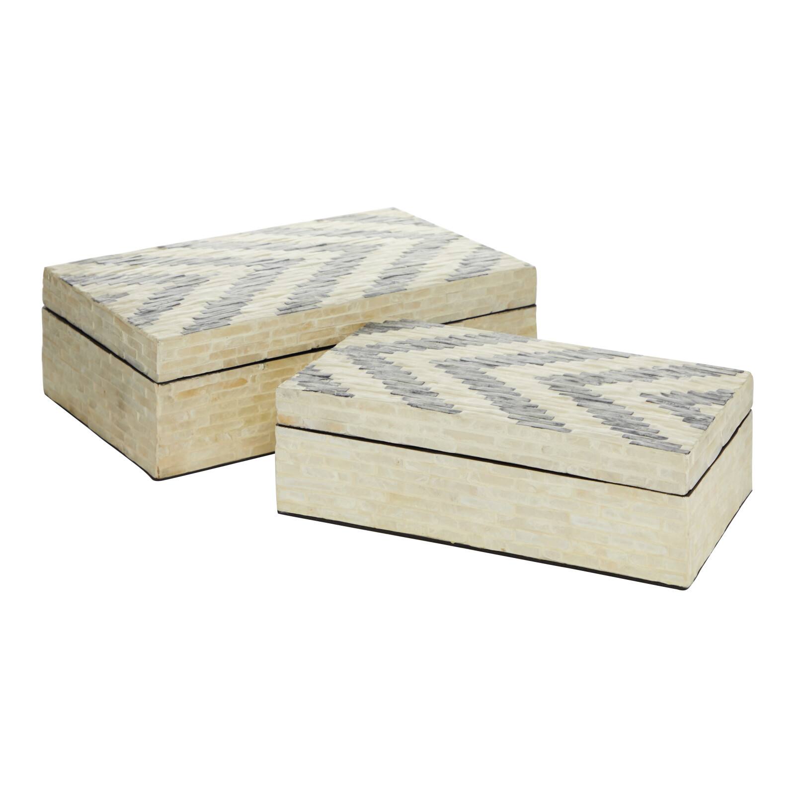 Cream Chevron Wood Modern Box Set