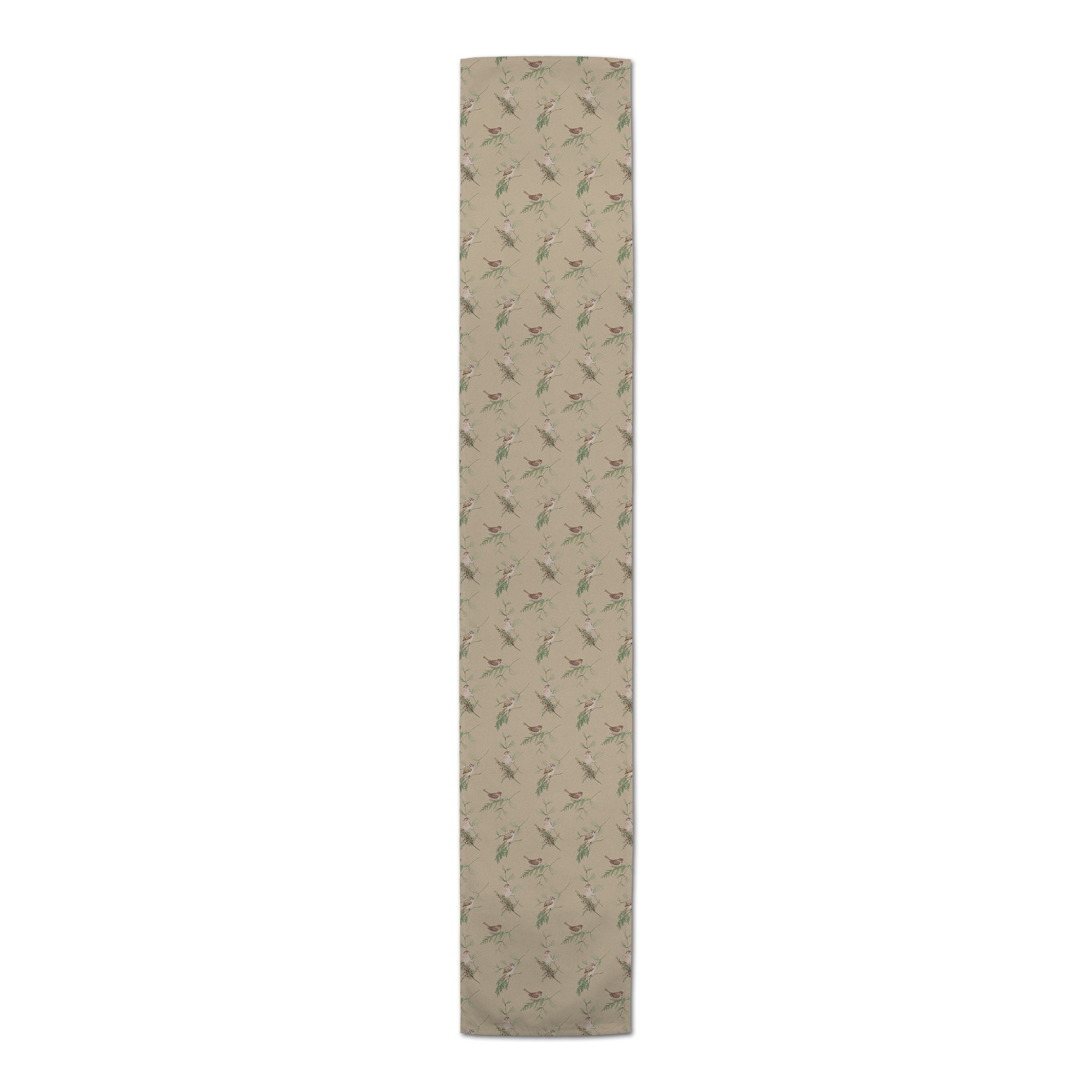 90" Brown Pine & Birds Cotton Twill Runner
