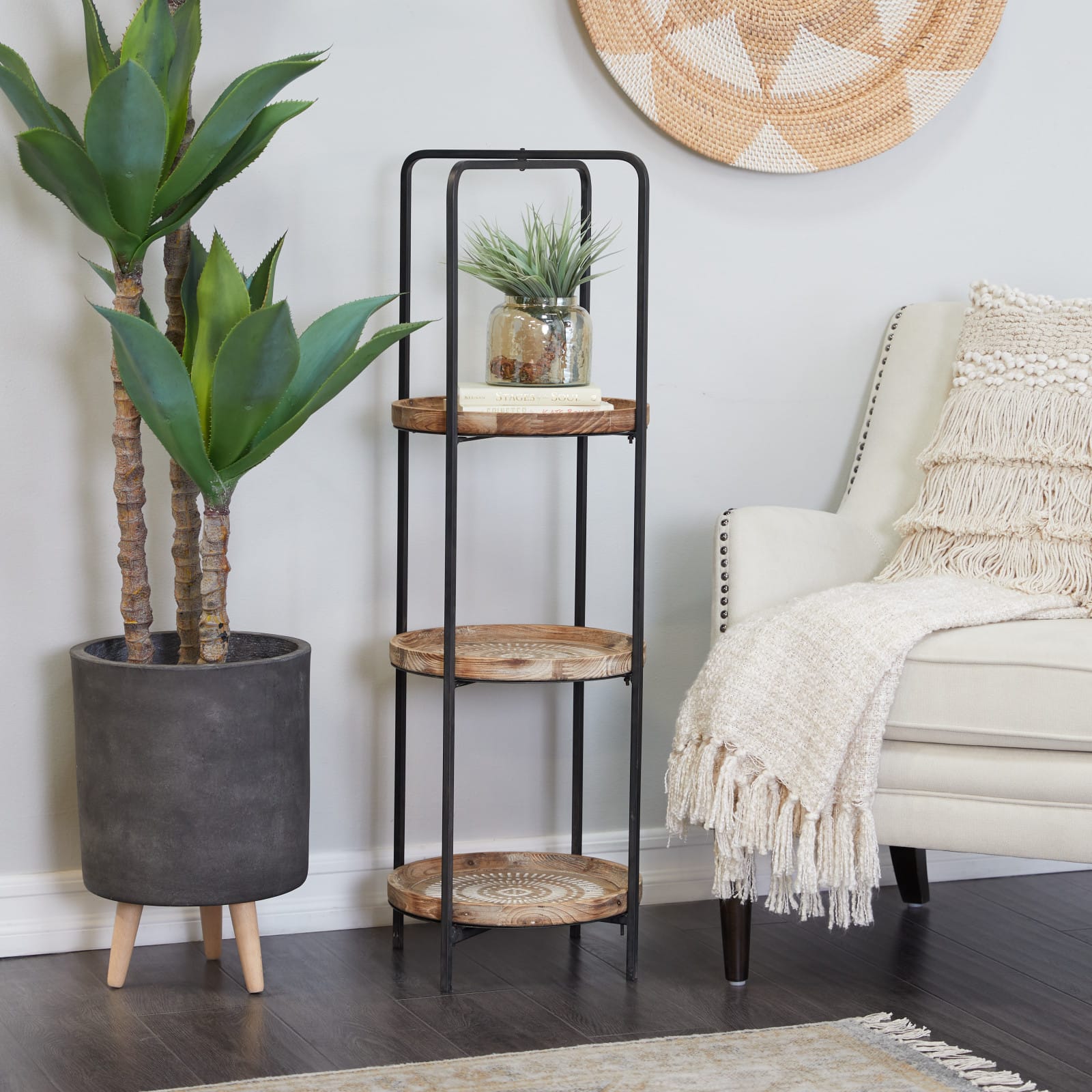 Brown Wood Traditional Shelving Unit 43" x 15" x 15"