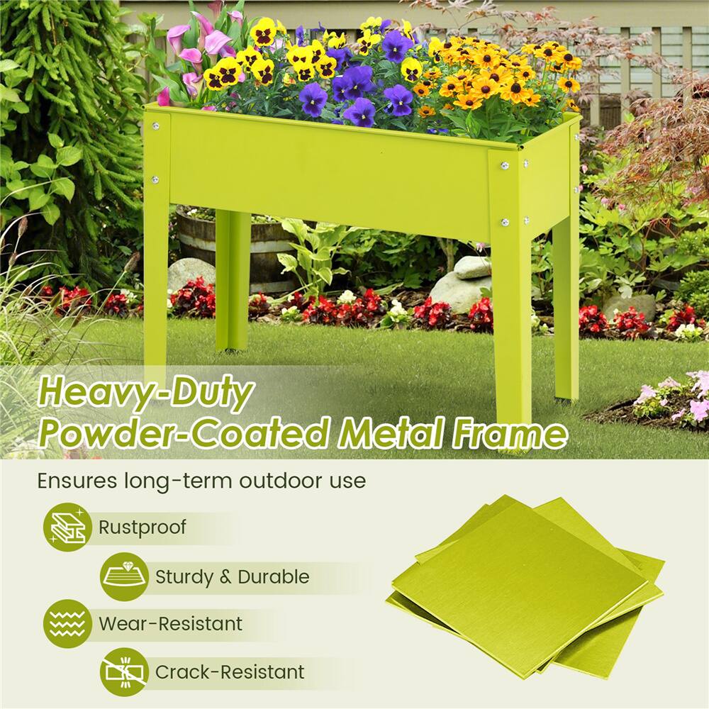 Costway 24" Metal Elevated Raised Garden Bed Planter with Legs & Drainage Hole