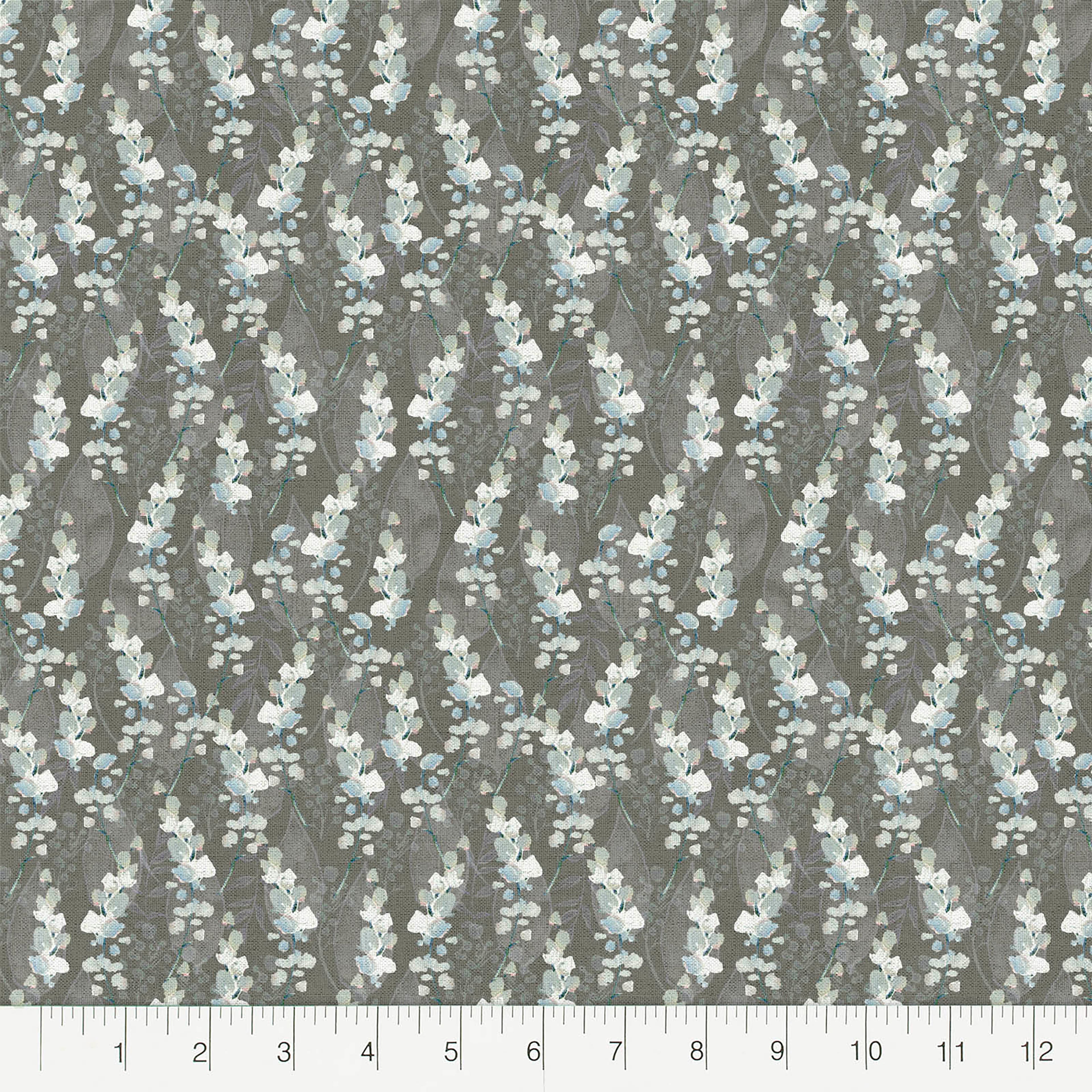 Fabric Editions Gray Motini Vines Cotton Fabric