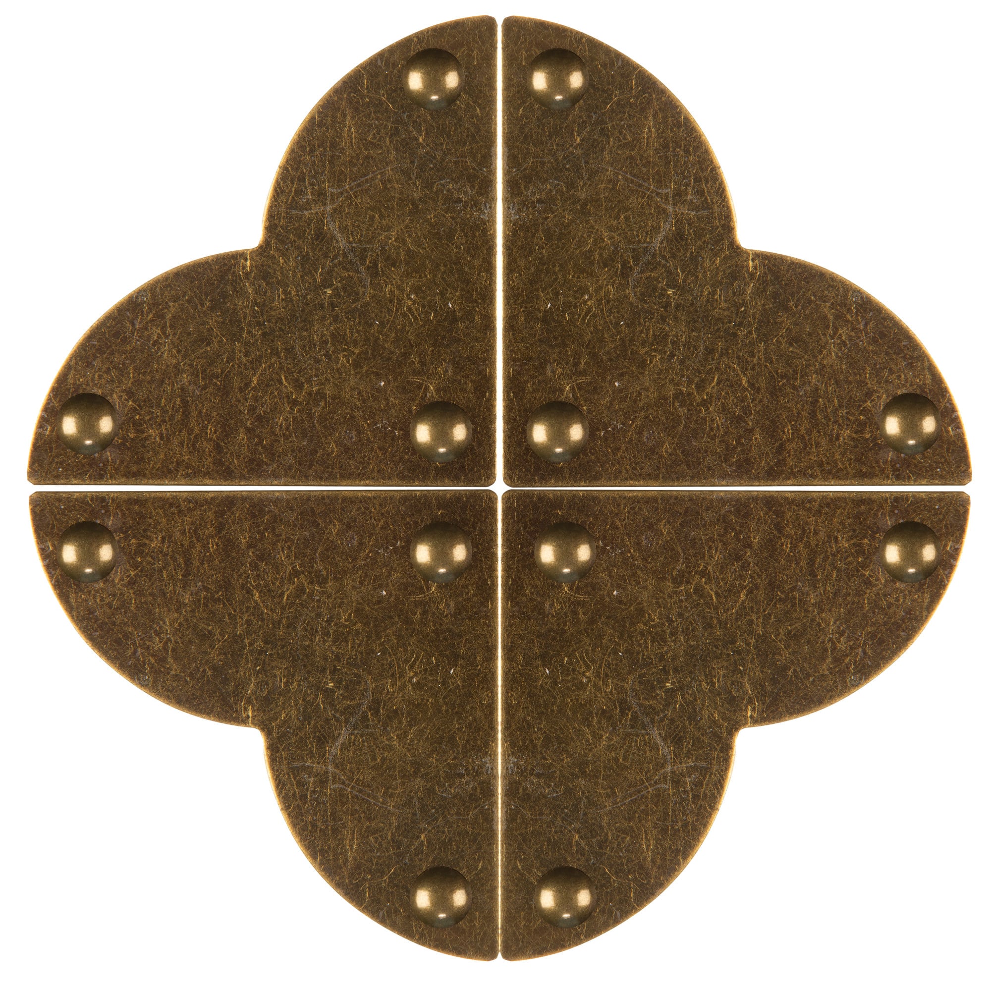 Dritz® Home Small Antique Brass Smooth Quatrefoil Corners, 3 Pack