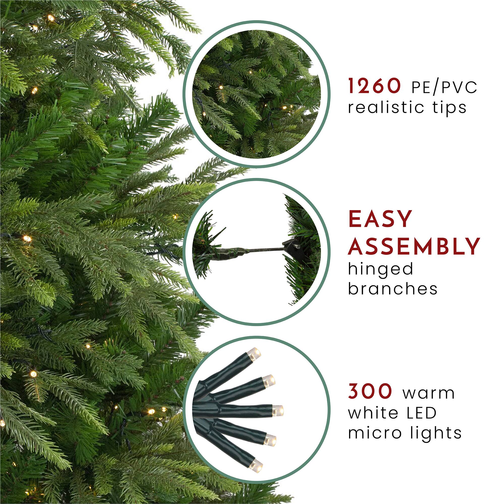 6.5ft. Pre-Lit Roosevelt Fir Artificial Christmas Tree, Warm White LED Lights