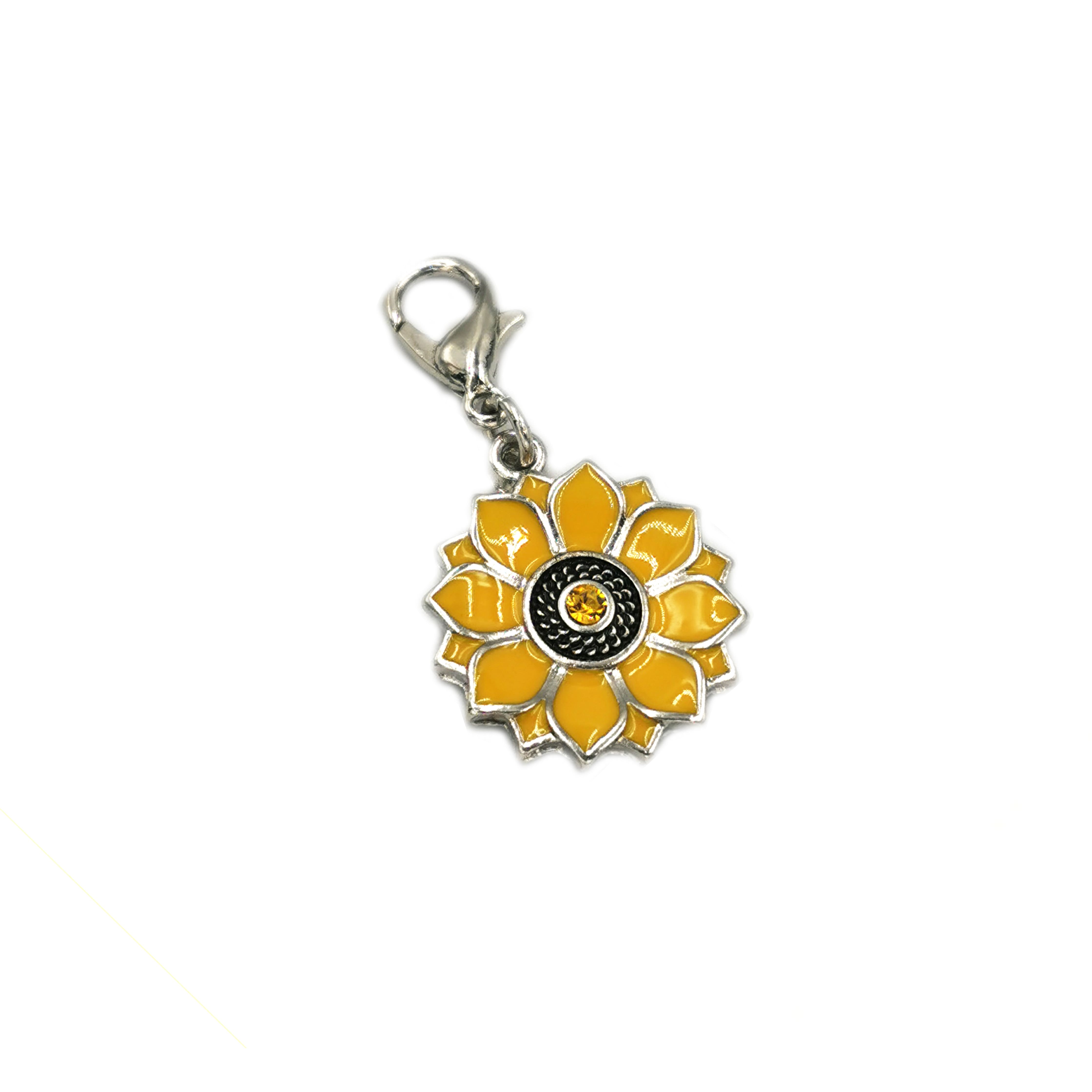 12 Pack: Charmalong™ Yellow & Rhodium Sunflower Charm by Bead Landing™