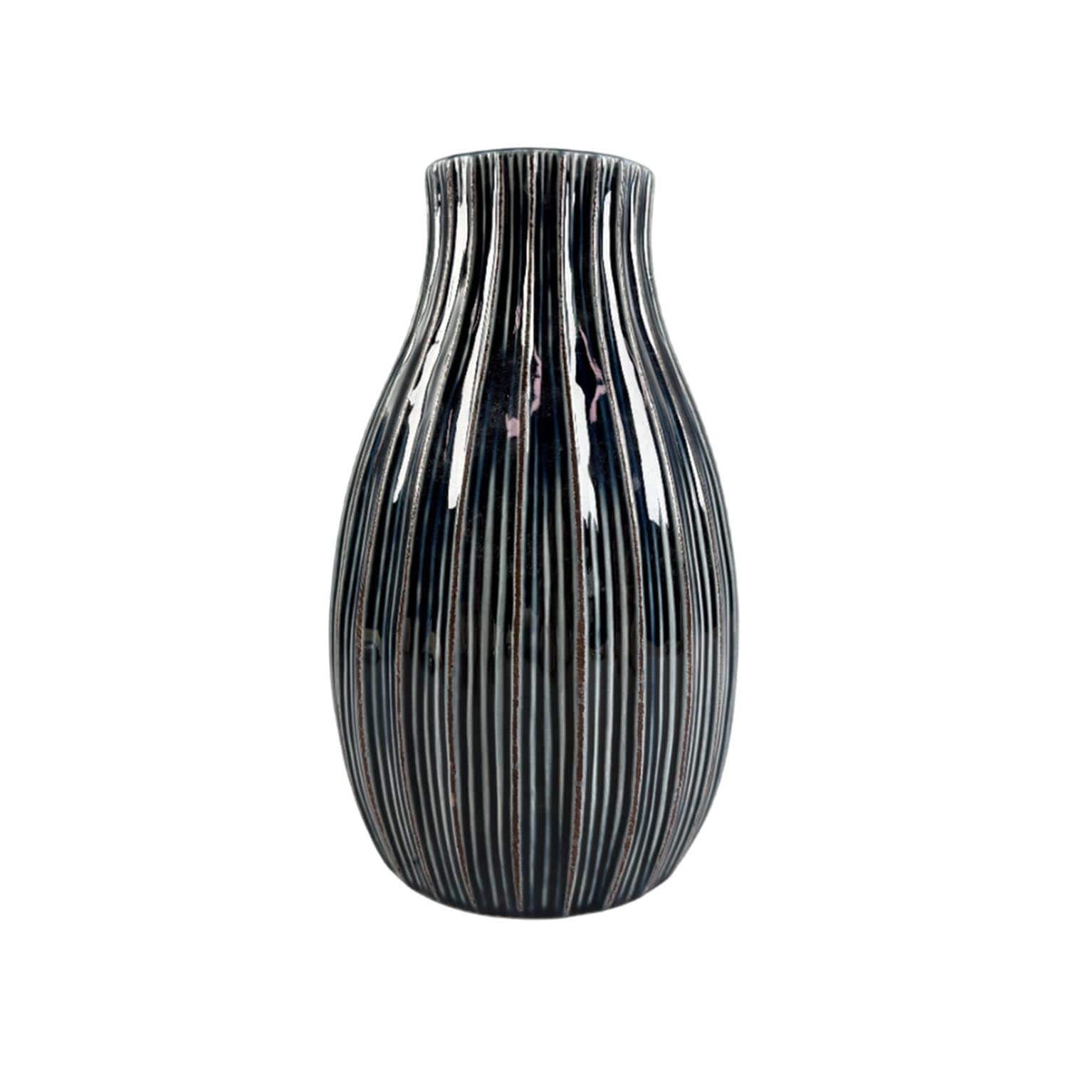 9" Navy Ribbed Ceramic Vase by Ashland®