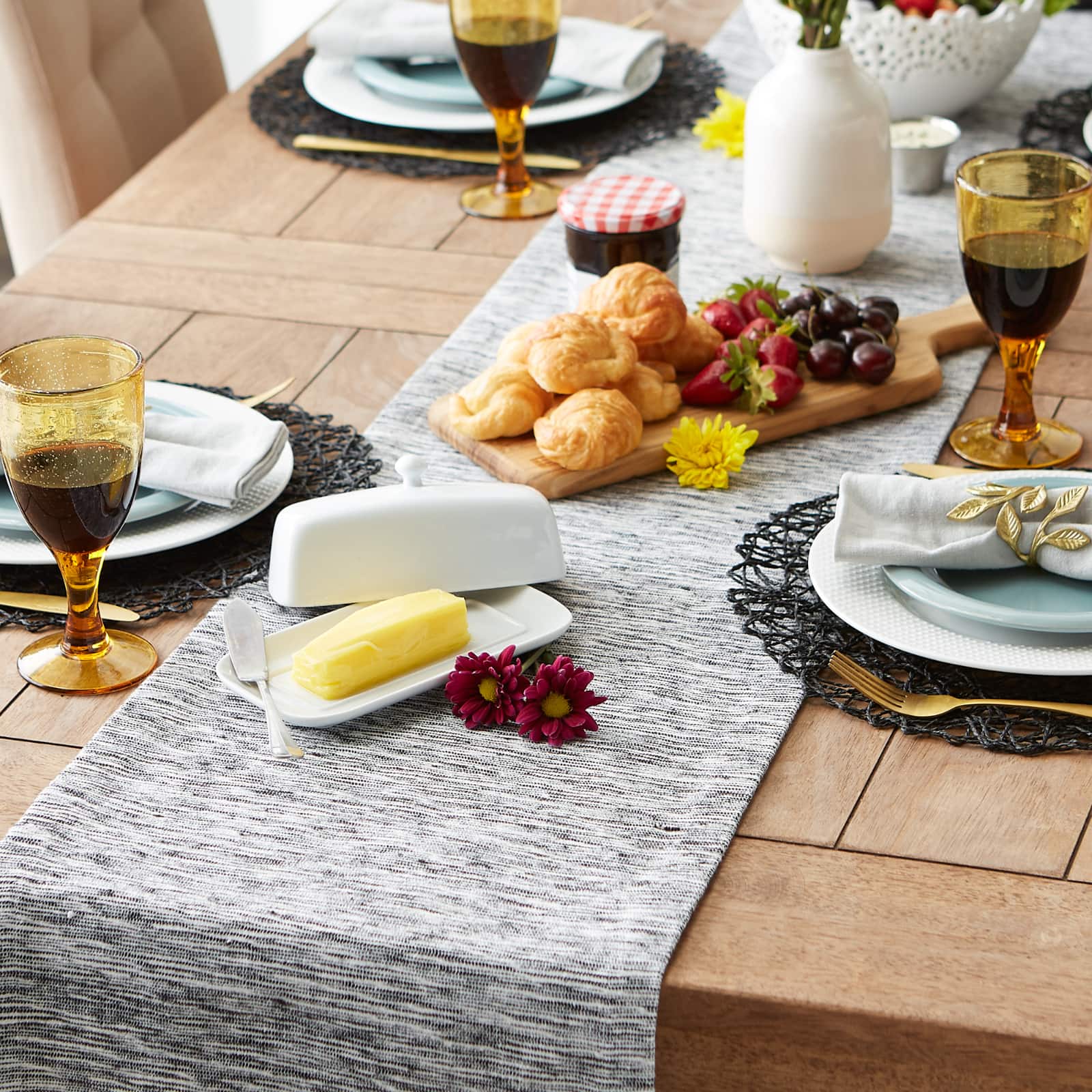 DII® 108" Tonal Recycled Cotton Slubby Rib Table Runner