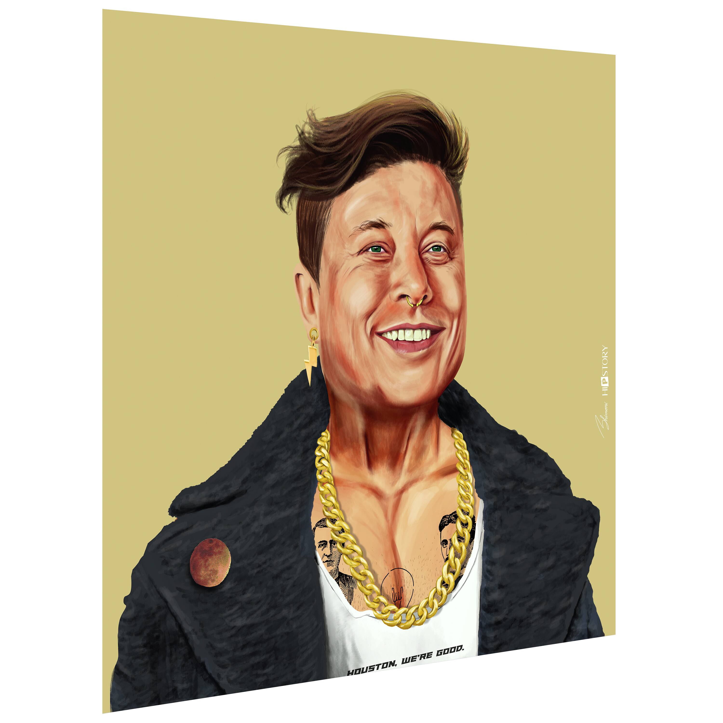 Empire Art Direct Hipstory™ 24" x 24" Hip Elon Frameless Free Floating Printed Tempered Glass Wall Art