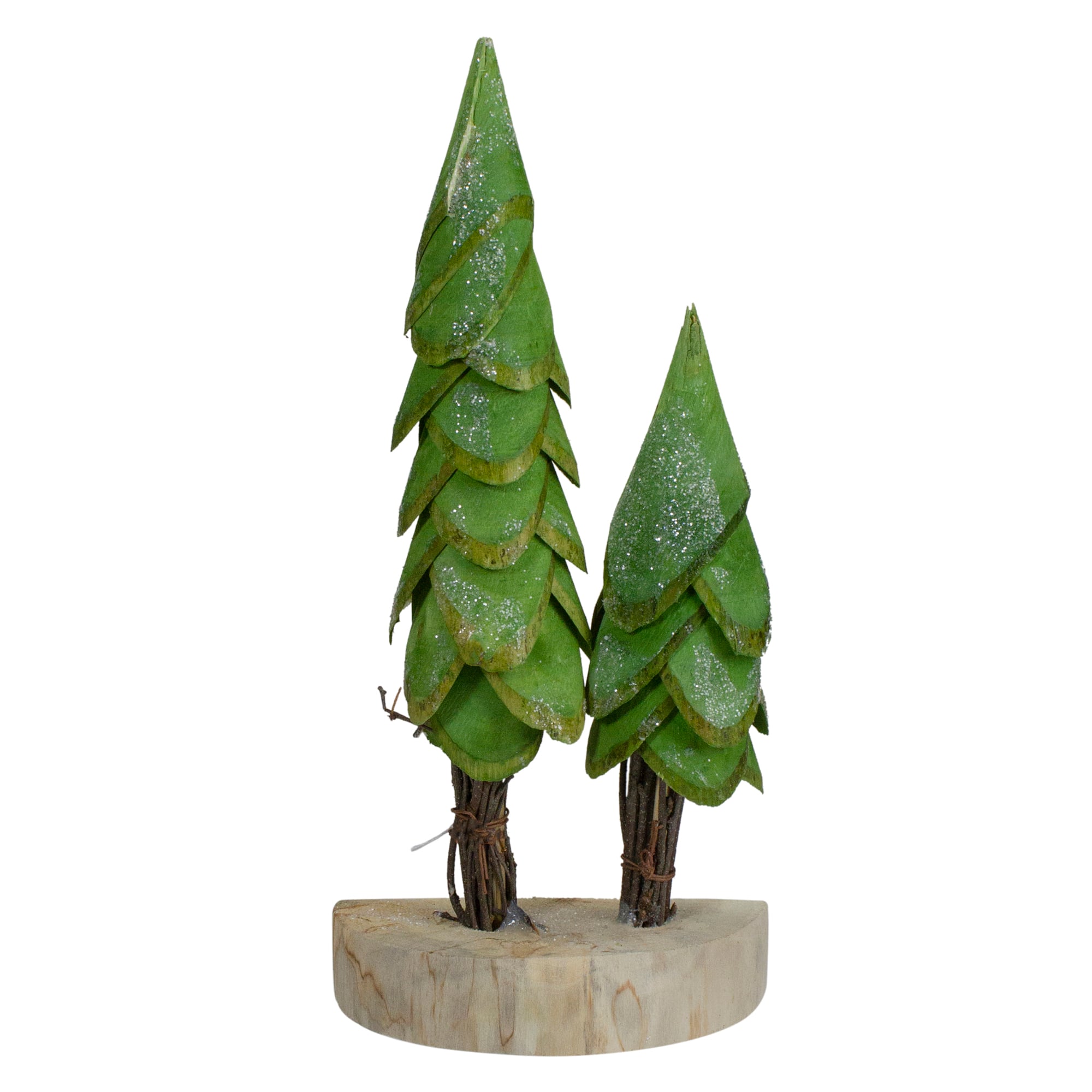 9" Christmas Trees Décor on a Wooden Base
