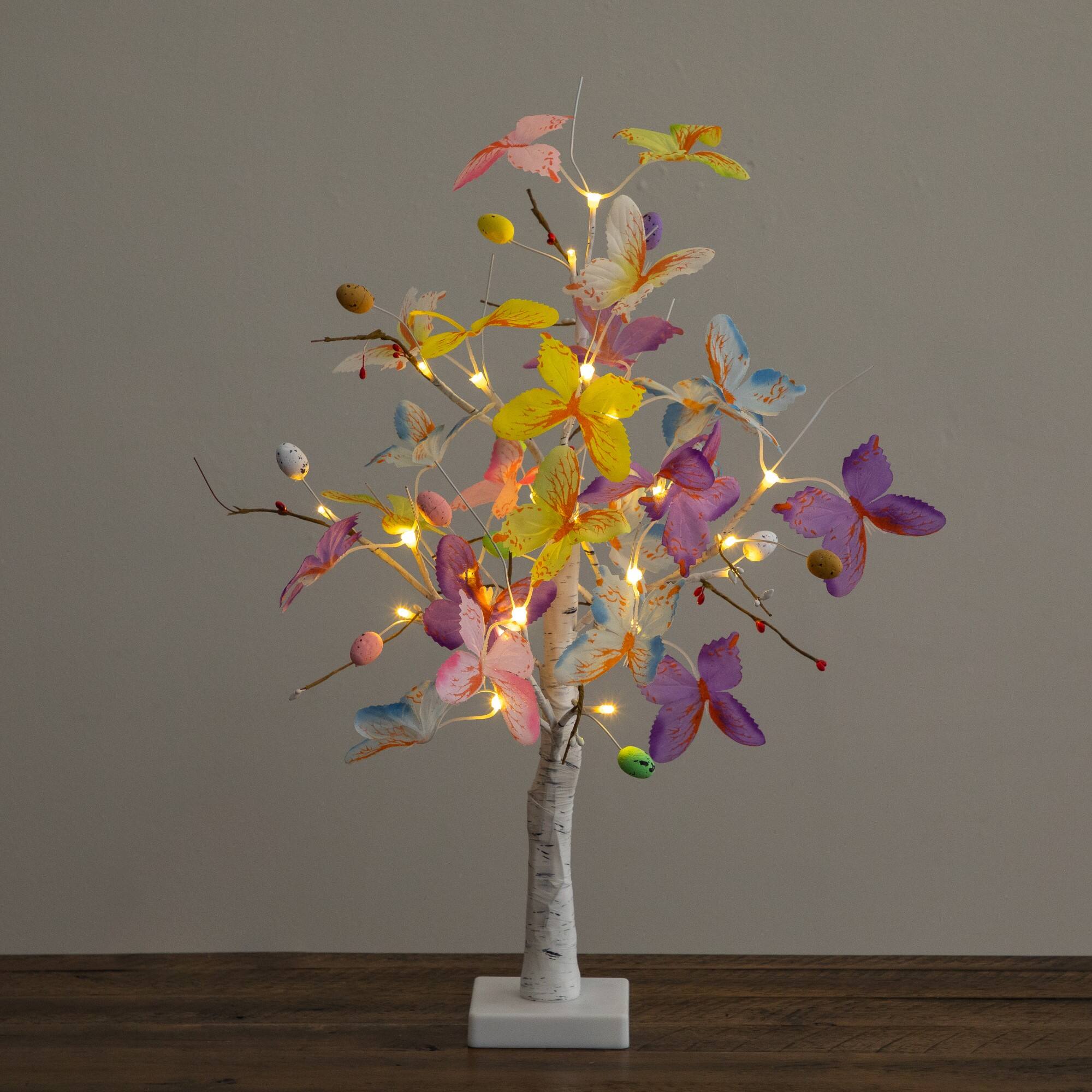 2ft. Pre-Lit Artificial Butterfly Twig Tree with 24 Warm White LED Lights