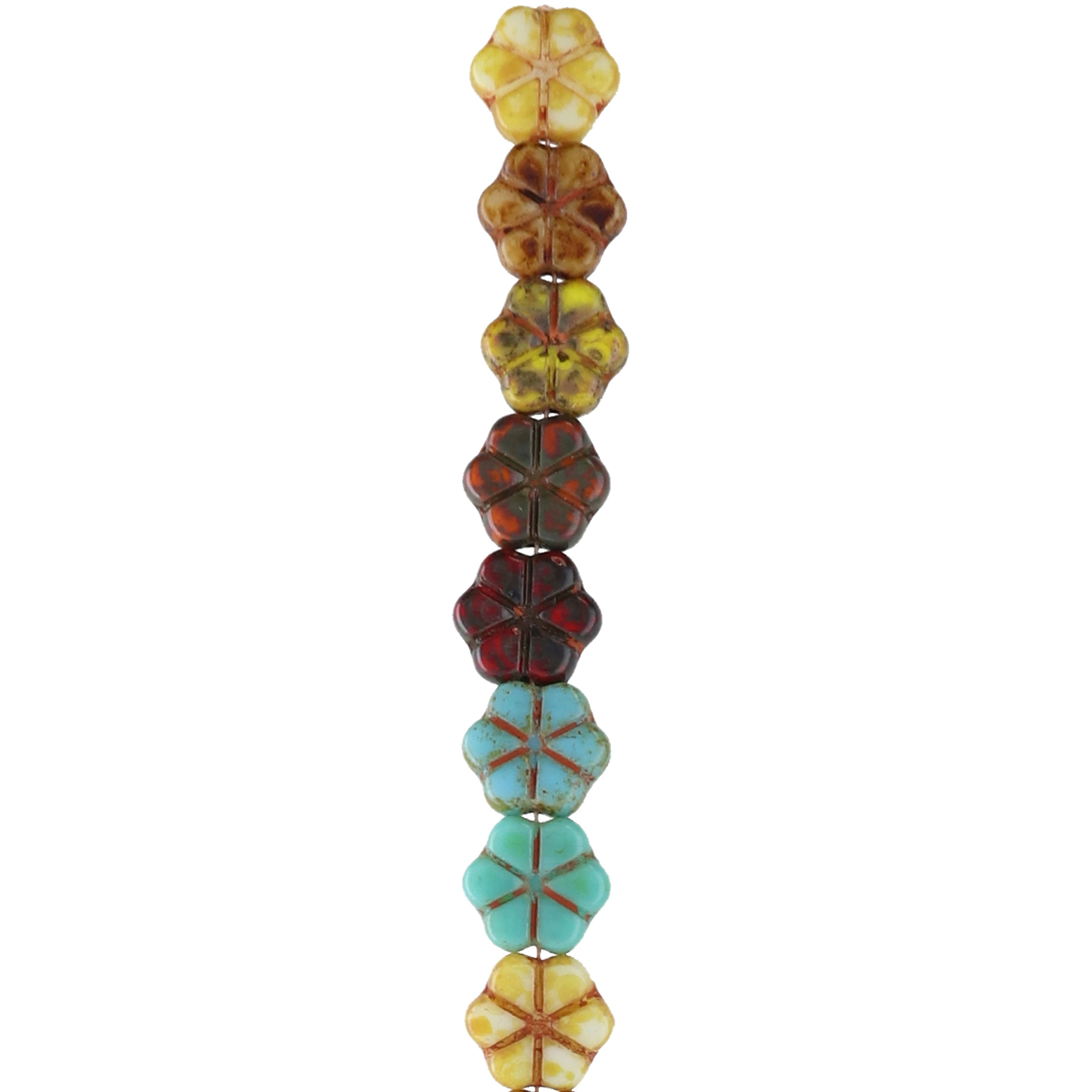 6 Packs: 18 ct. (108 total) Autumn Czech Glass Flower Beads, 10.6mm by Bead Landing™