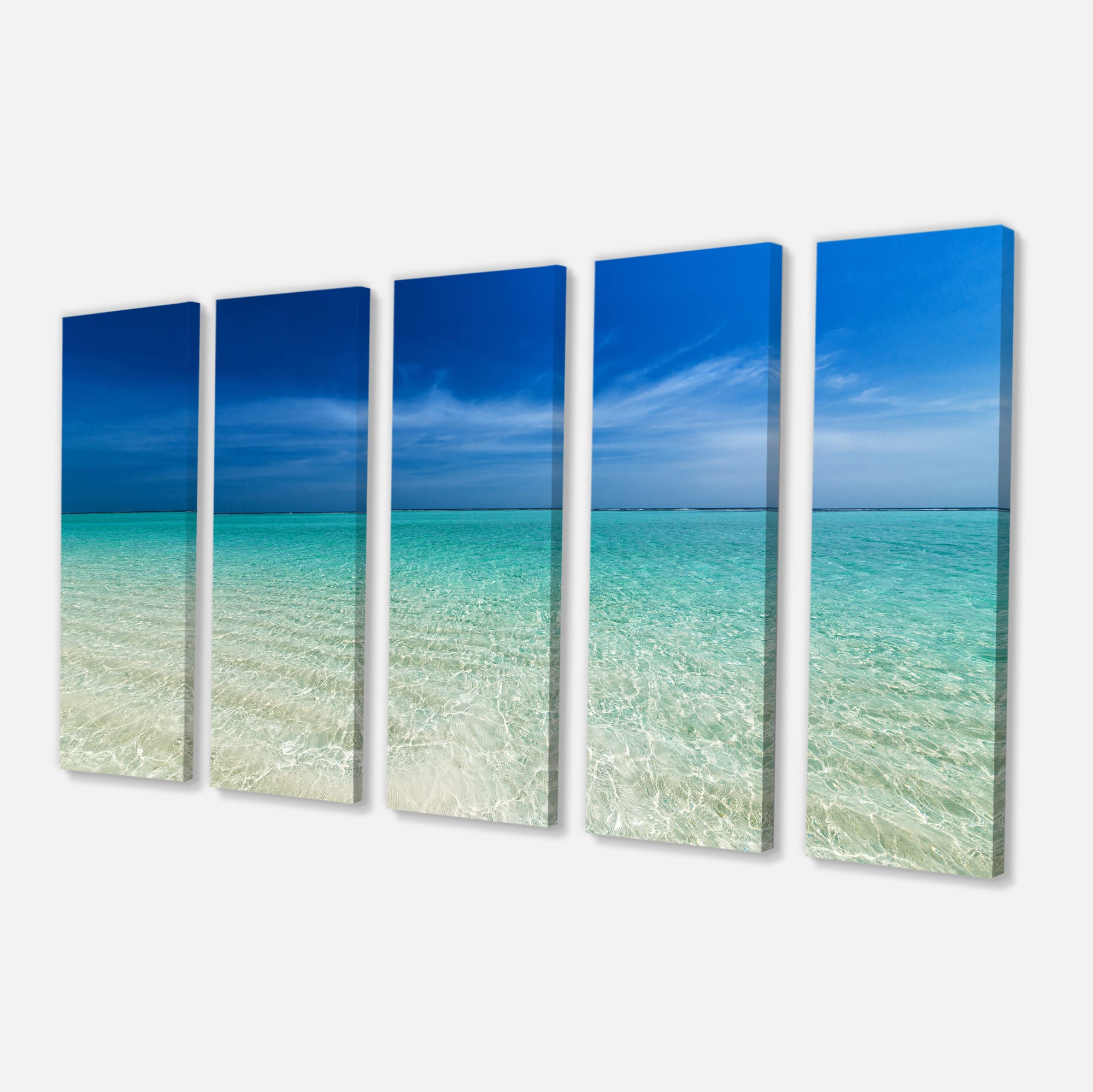 Designart - Turquoise Ocean Under Blue Sky - Modern Seascape Canvas Artwork
