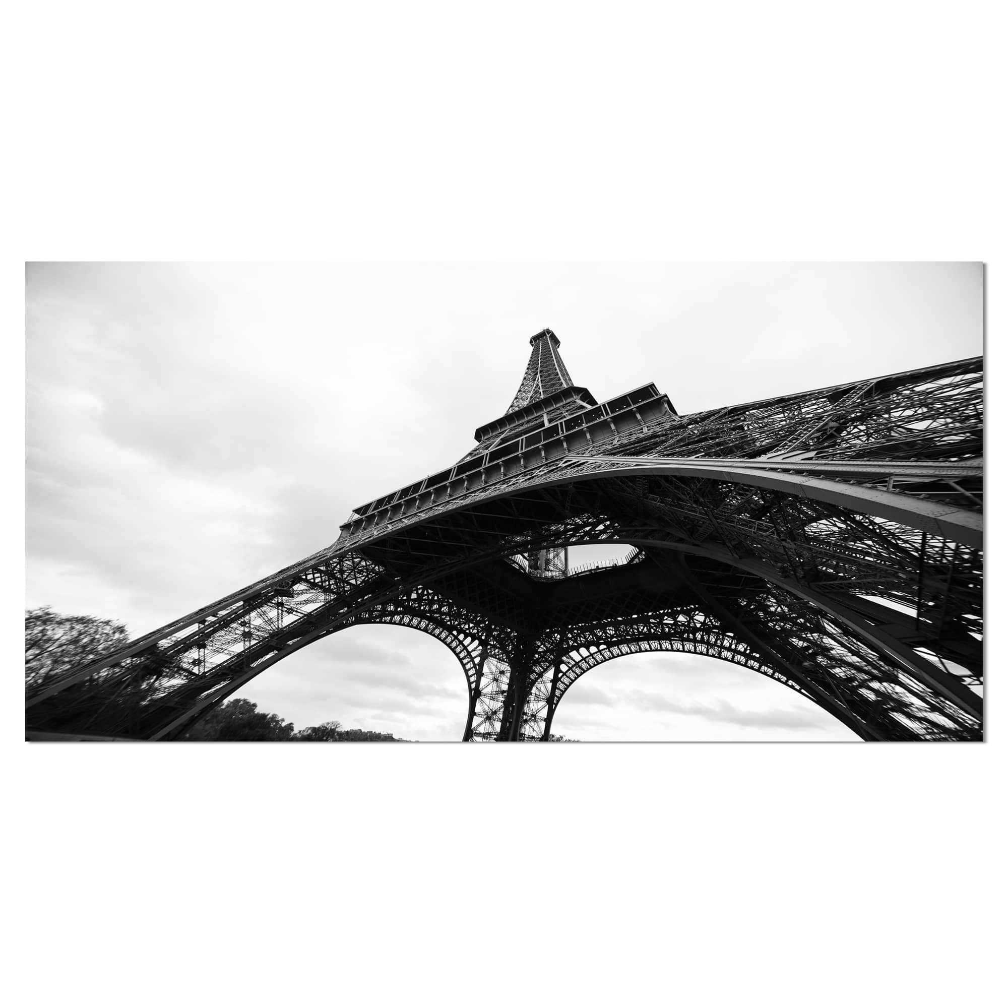 Designart - Paris Paris Eiffel Towerin Black and White Side View - Cityscape Canvas Print