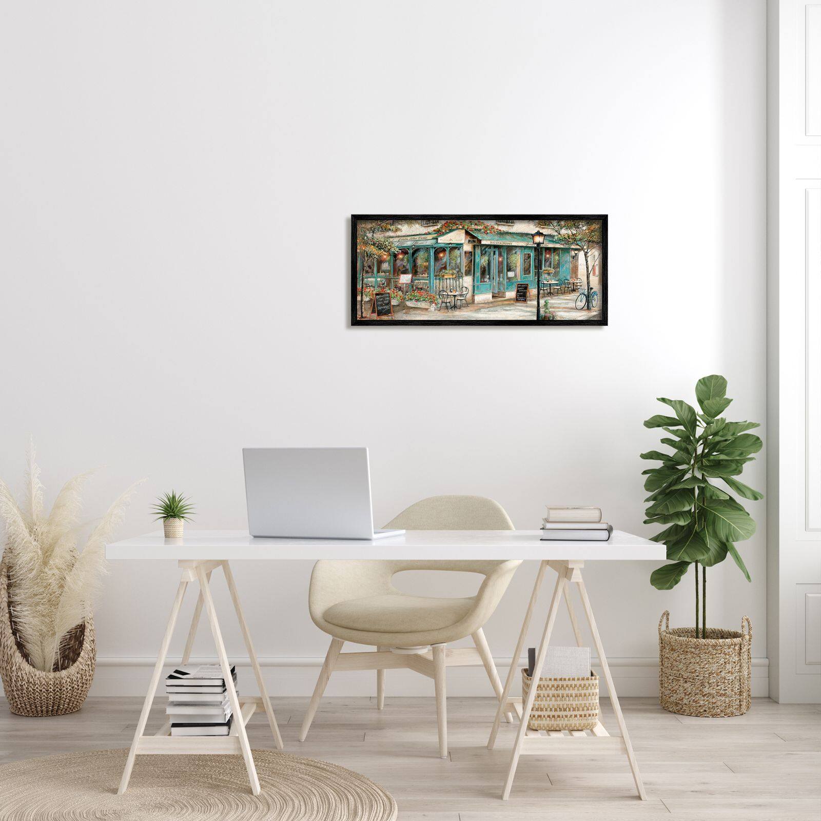 Stupell Industries European City Streets Traditional Restaurant Architecture Sidewalk Scene Framed Wall Art