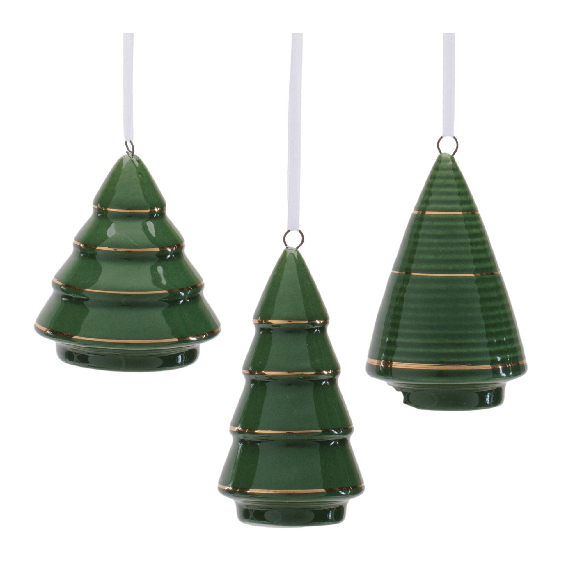 Melrose Green Ceramic Christmas Tree Ornament Set