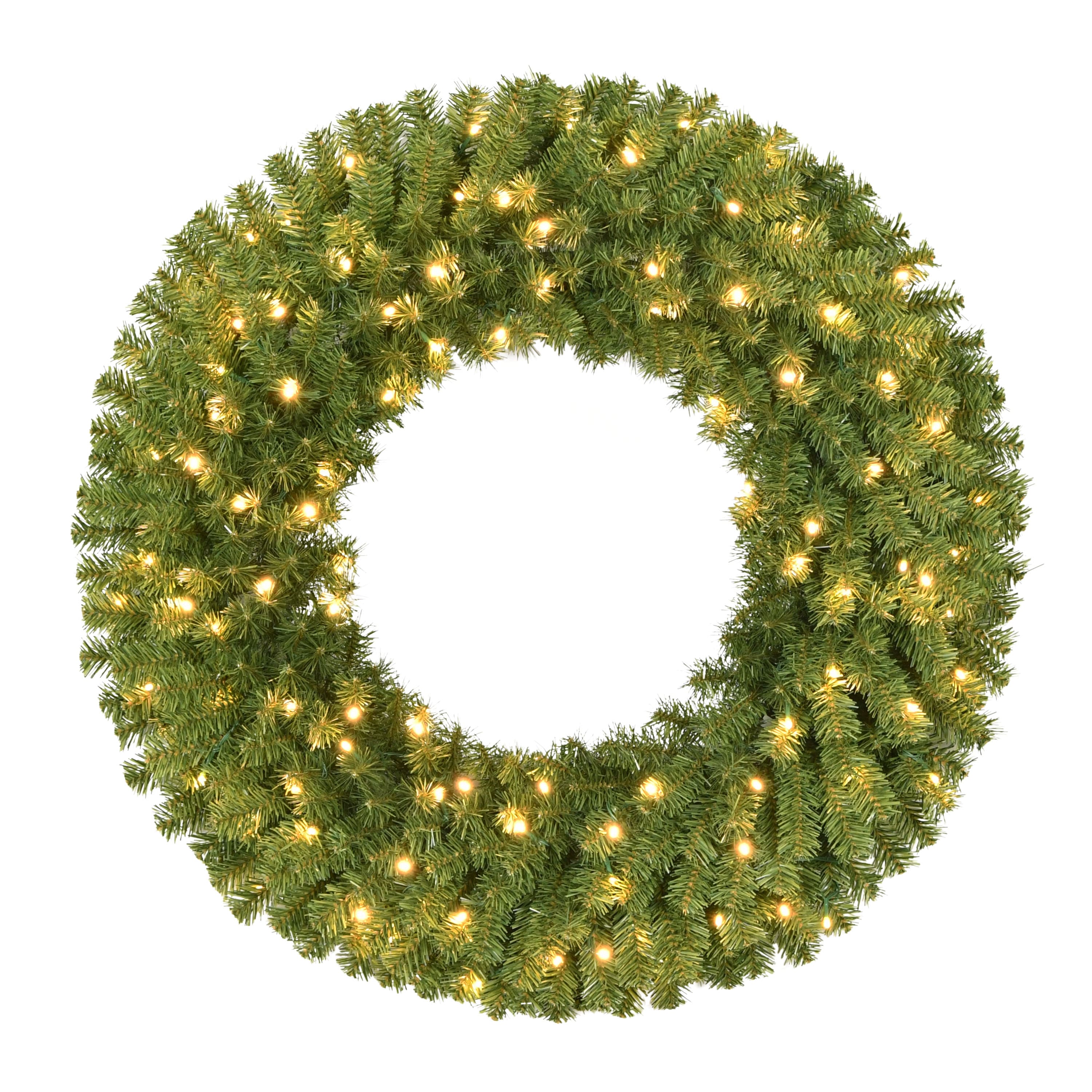 36" Pre-Lit Artificial Utah Spruce Wreath, Warm White LED Lights