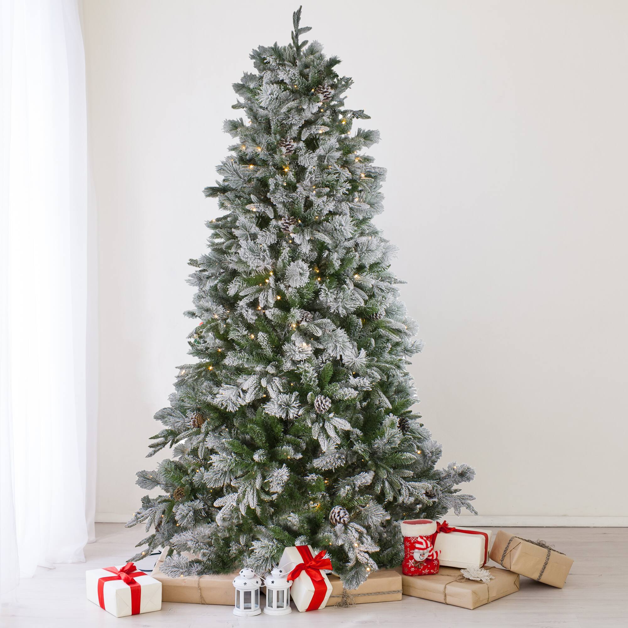 6.5ft. Pre-Lit Mixed Rose Mary Emerald Angel Pine Artificial Christmas Tree, Clear LED Lights