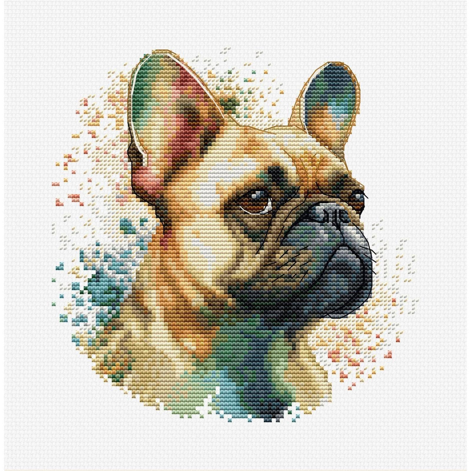 Luca-S French Bulldog Counted Cross Stitch Kit with Display Hoop