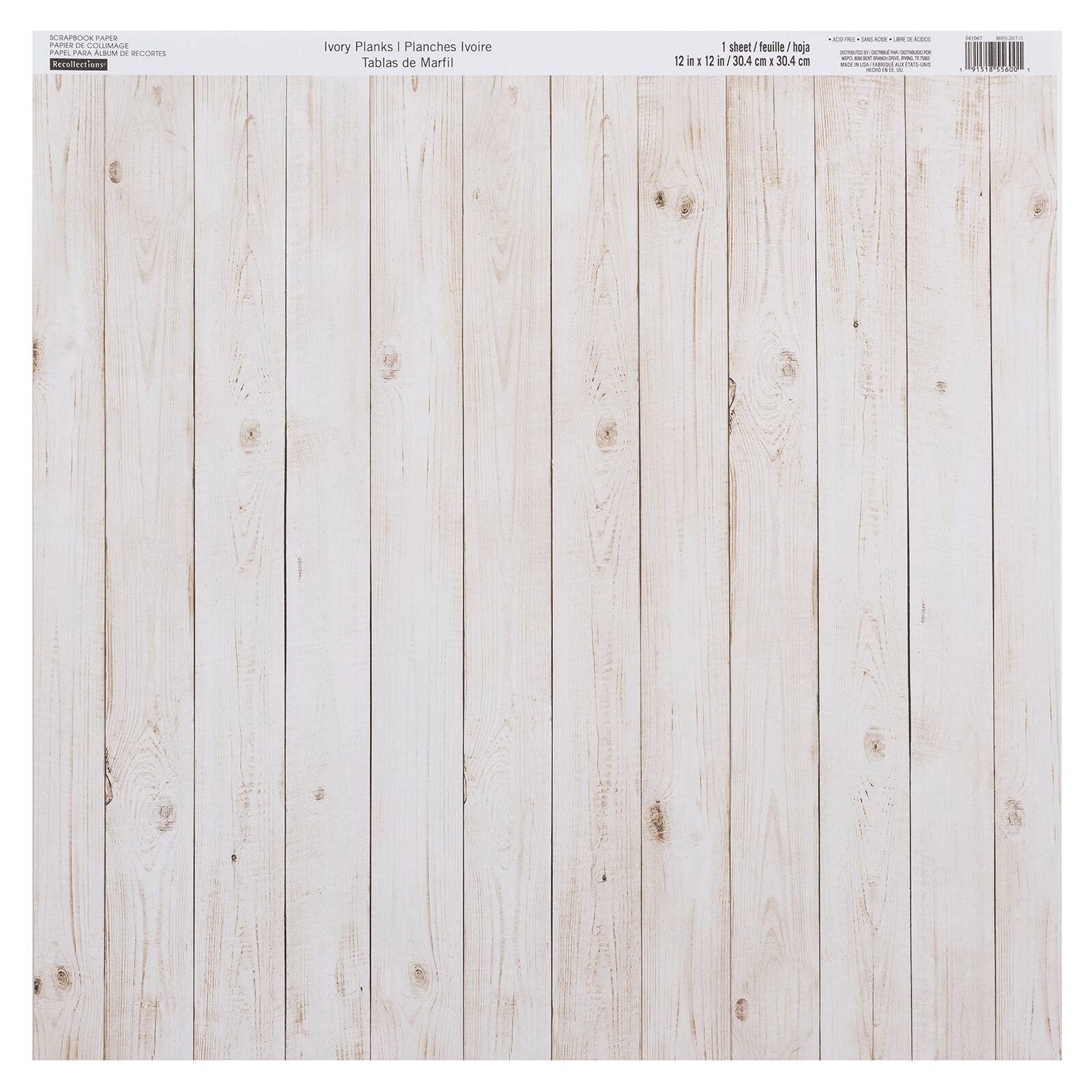 Ivory Planks Scrapbook Paper by Recollections®, 12" x 12"
