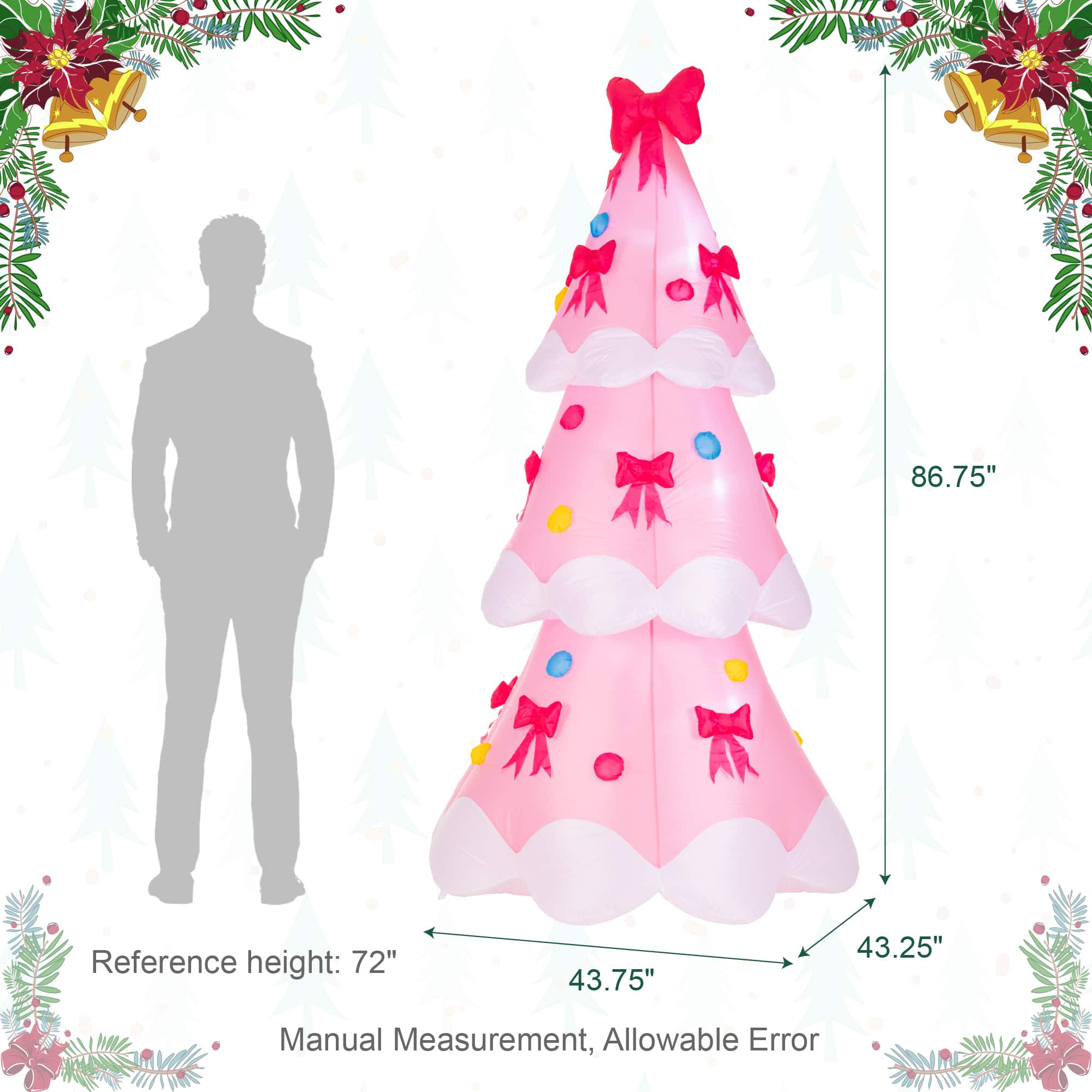 Glitzhome® 7FT Lighted Inflatable Bows Christmas Tree Decor