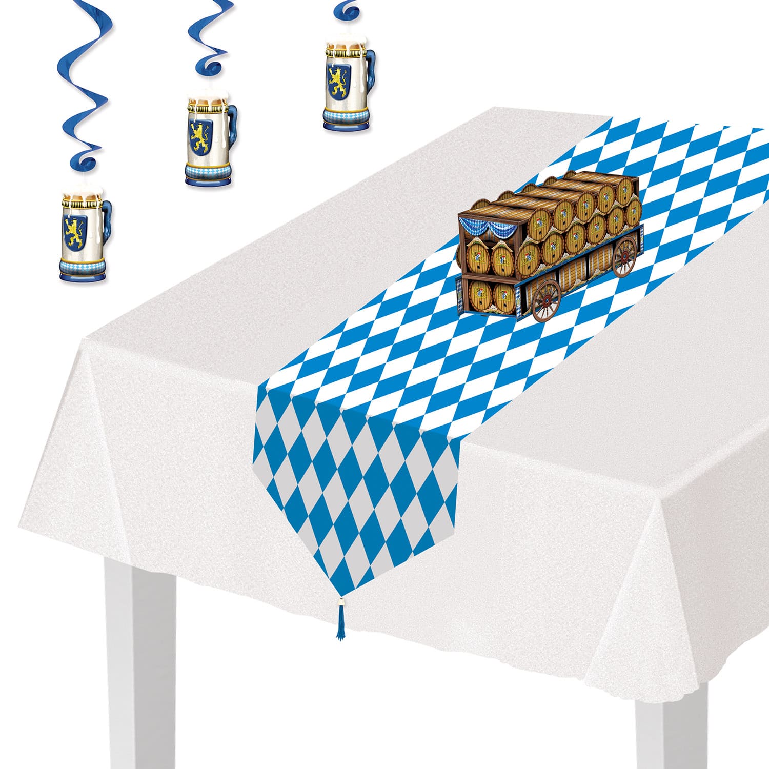 Beistle 6ft. Printed Blue & White Oktoberfest Paper Table Runners, 2ct.