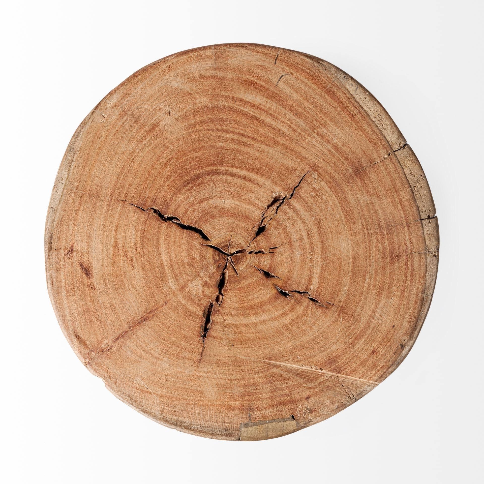 HomeRoots 13" x 13" x 18" Dark Brown & Brown Distressed Reclaimed Wood Round End Table