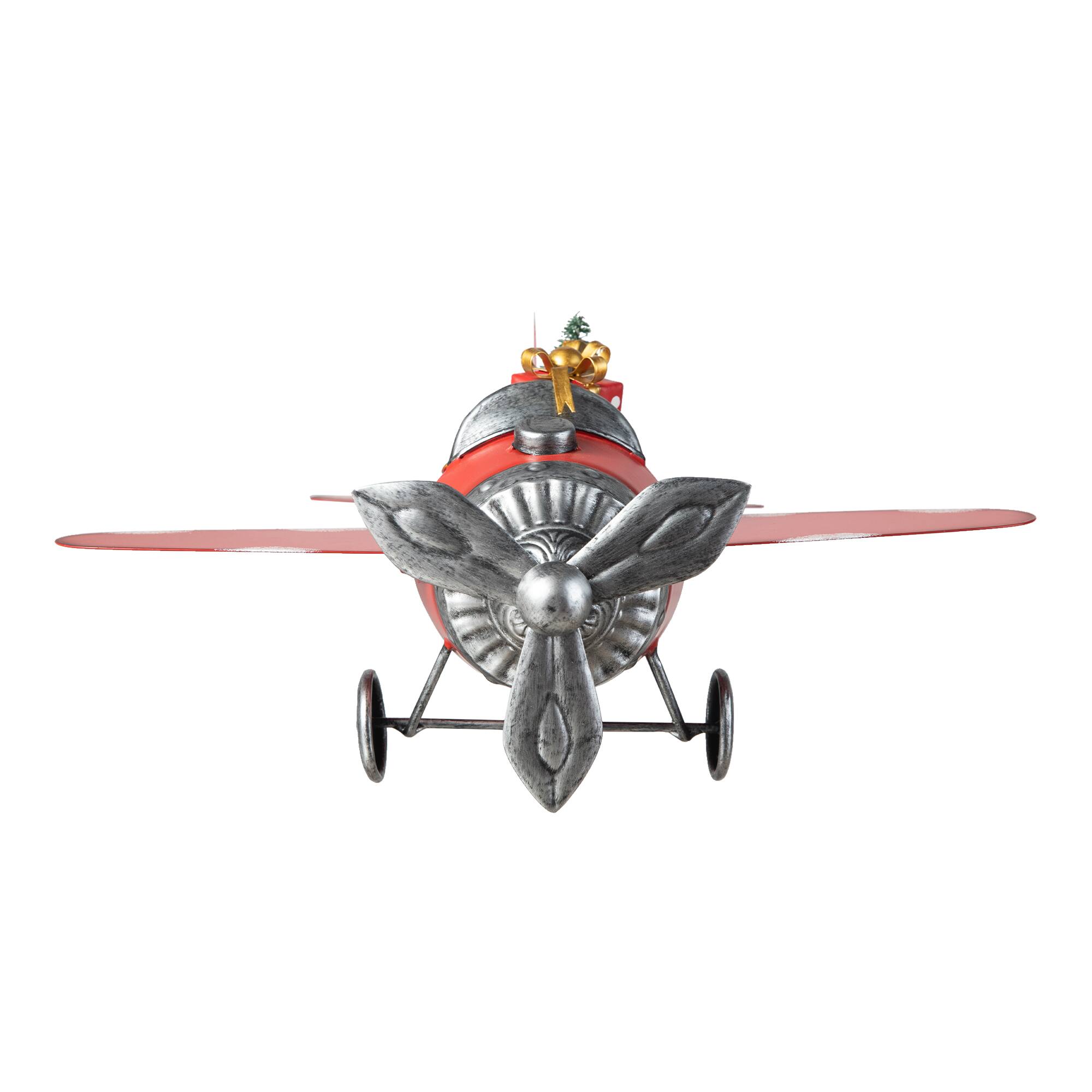 Glitzhome® 14" Christmas Metal Airplane with Gifts Table Décor