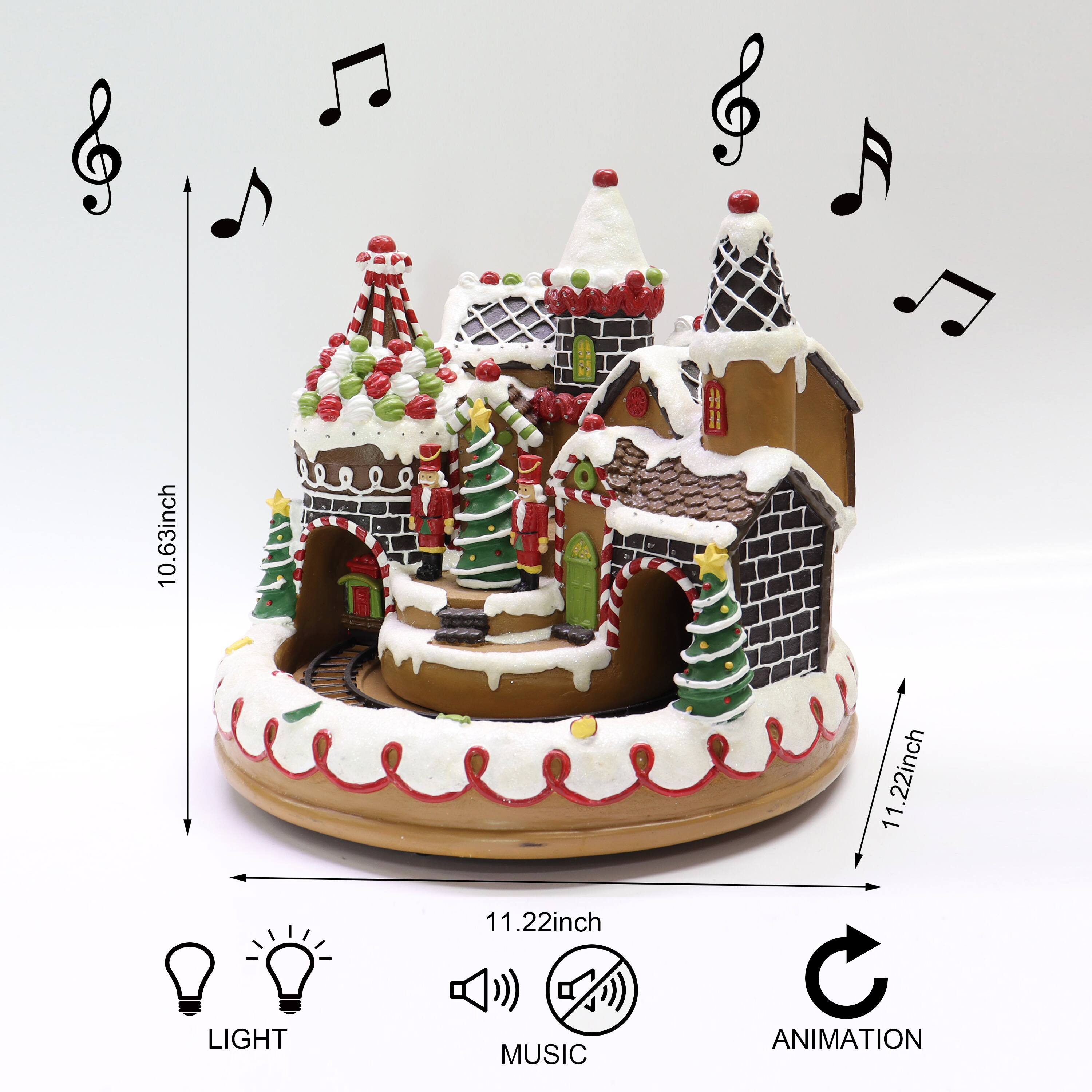 11" Animated Gingerbread Train Station
