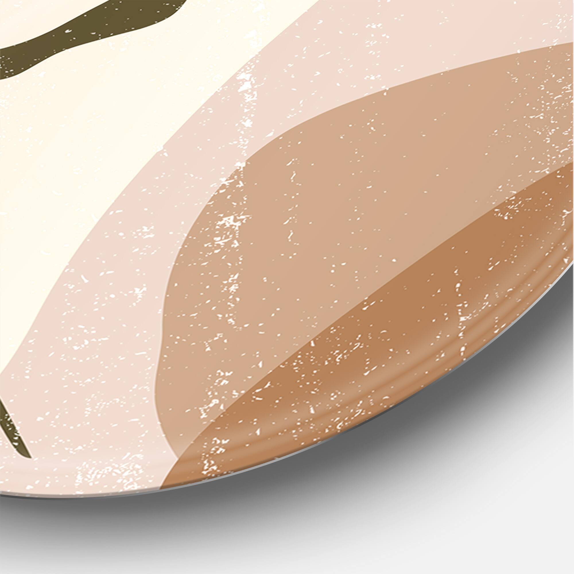 Designart - Botanical Minimalist Leaf In Earth Tones I - Modern Metal Circle Wall Art