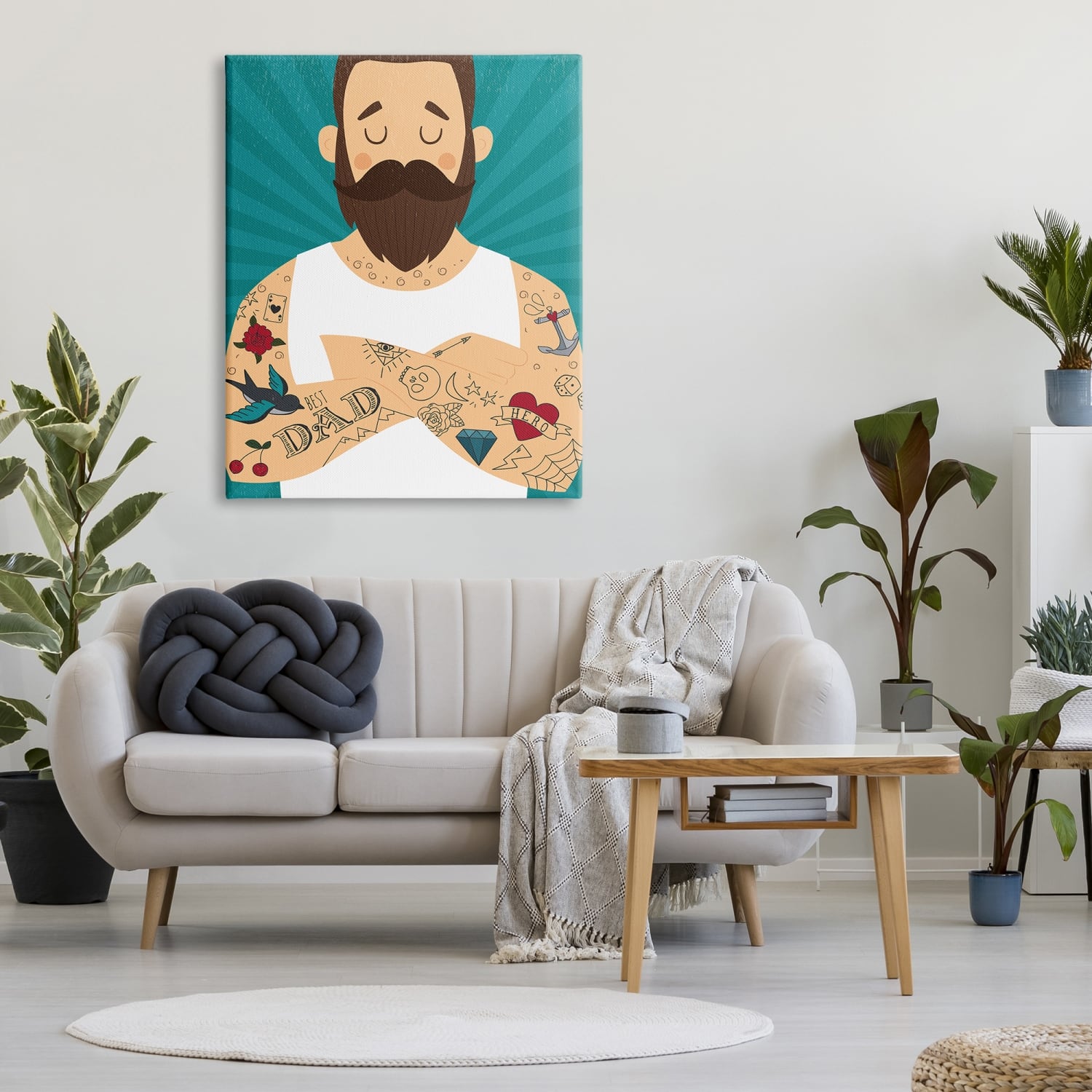 Stupell Industries Best Dad Father's Day Tattoos Canvas Wall Art