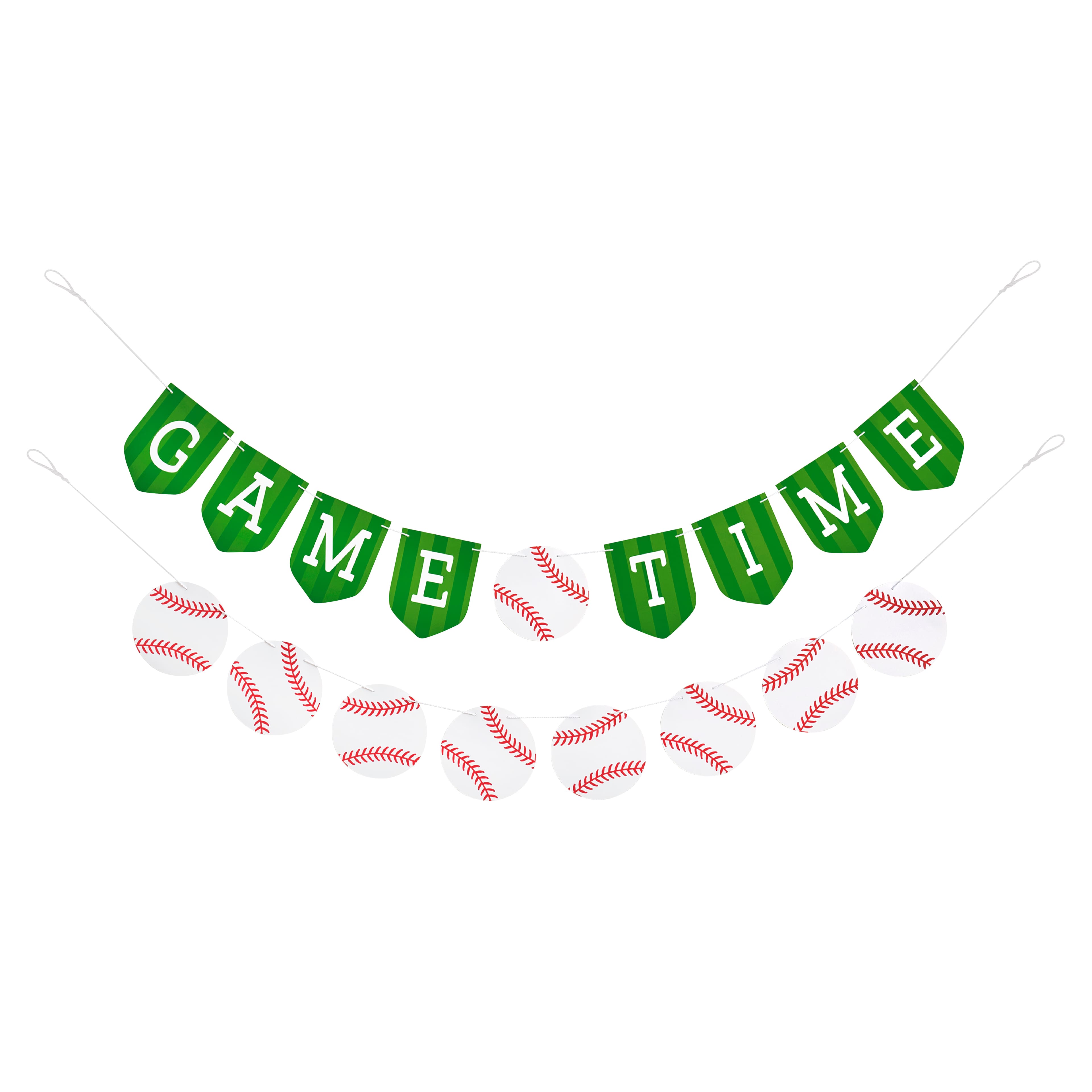12 Pack: 5ft. Green & White Game Time Baseball Banner Set by Celebrate It™