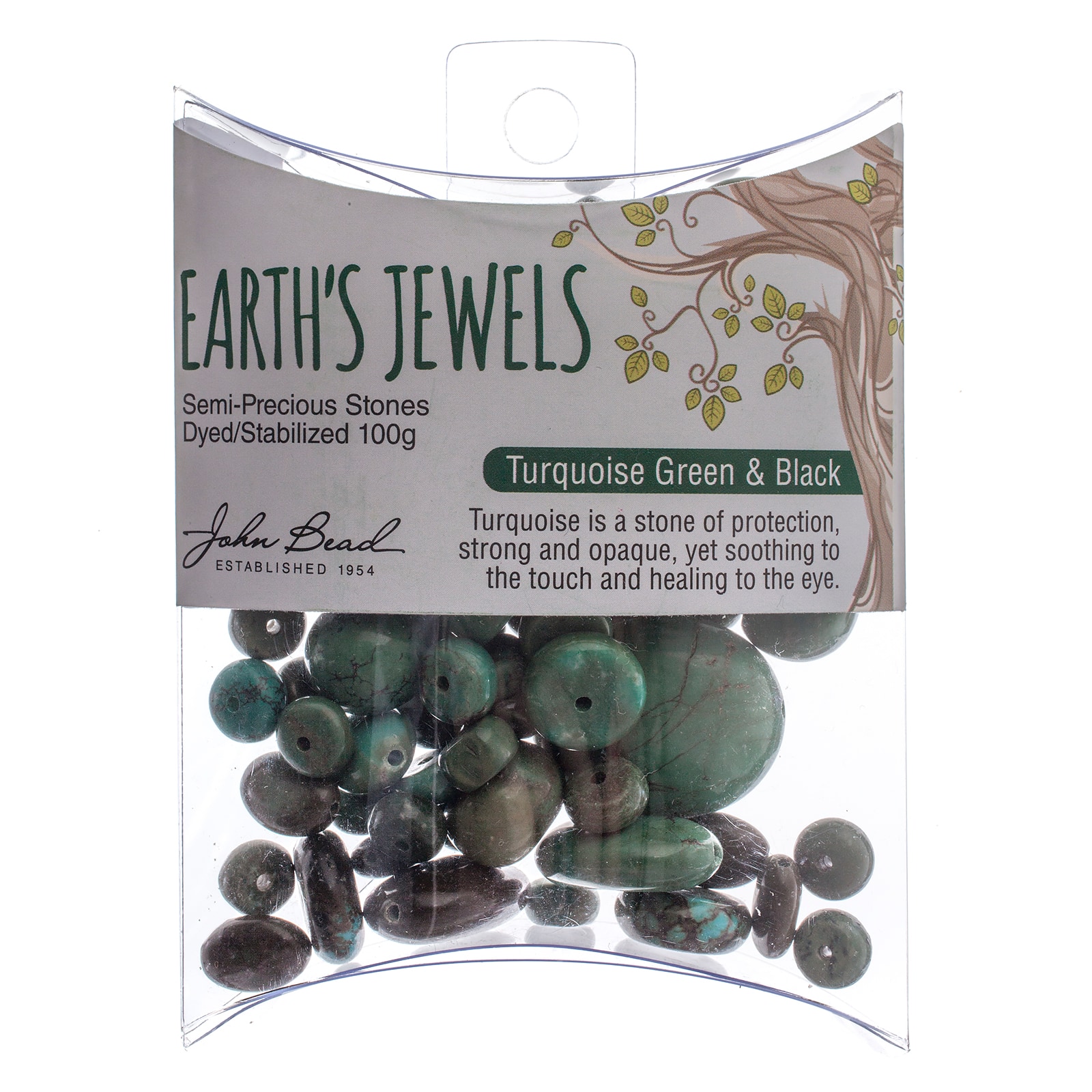 John Bead Earth's Jewels Natural Stone Bead Assortment, 100g
