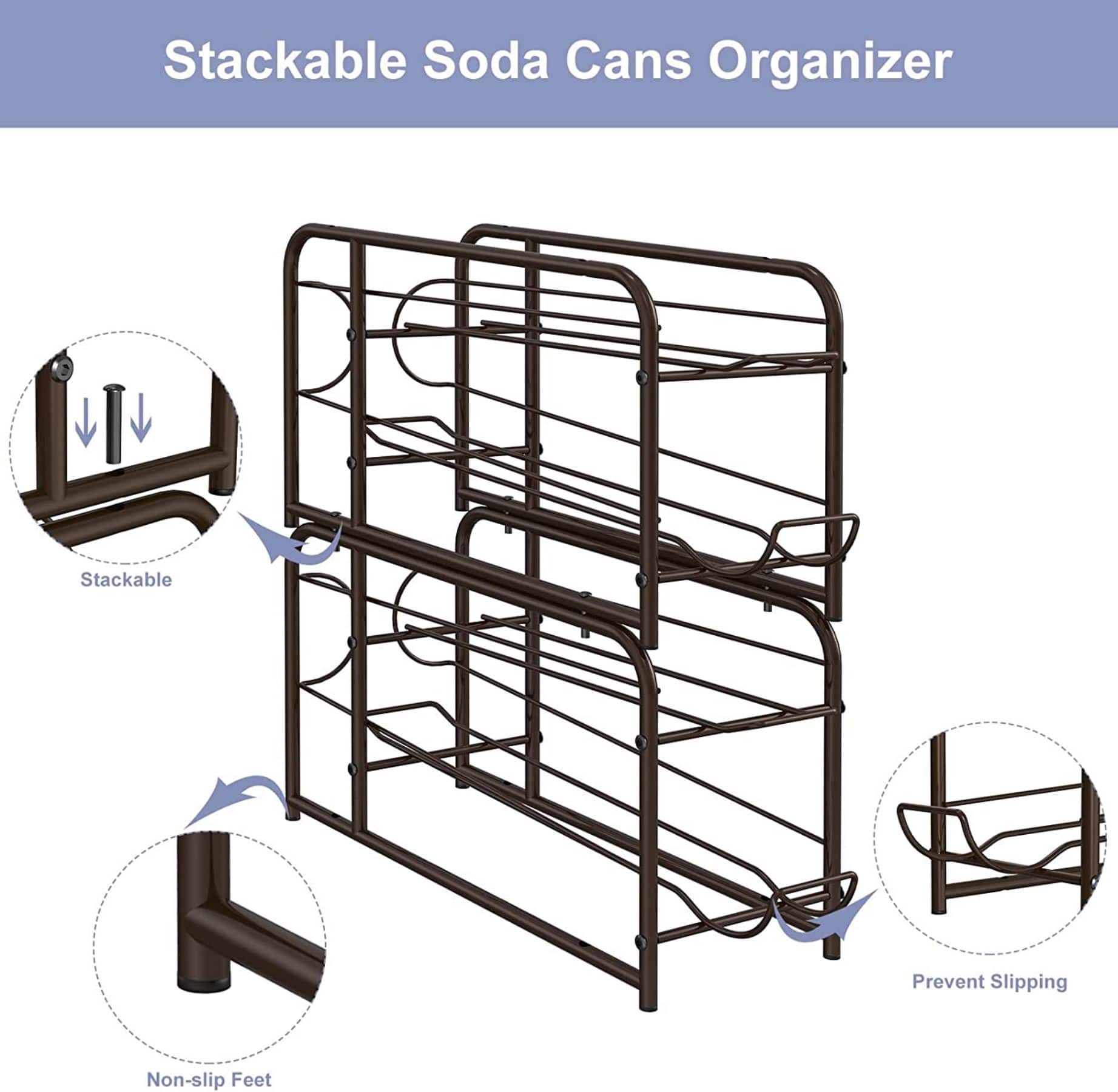 NEX™ 12oz. 20-Can Capacity Black Organizer and Dispenser, 2ct.