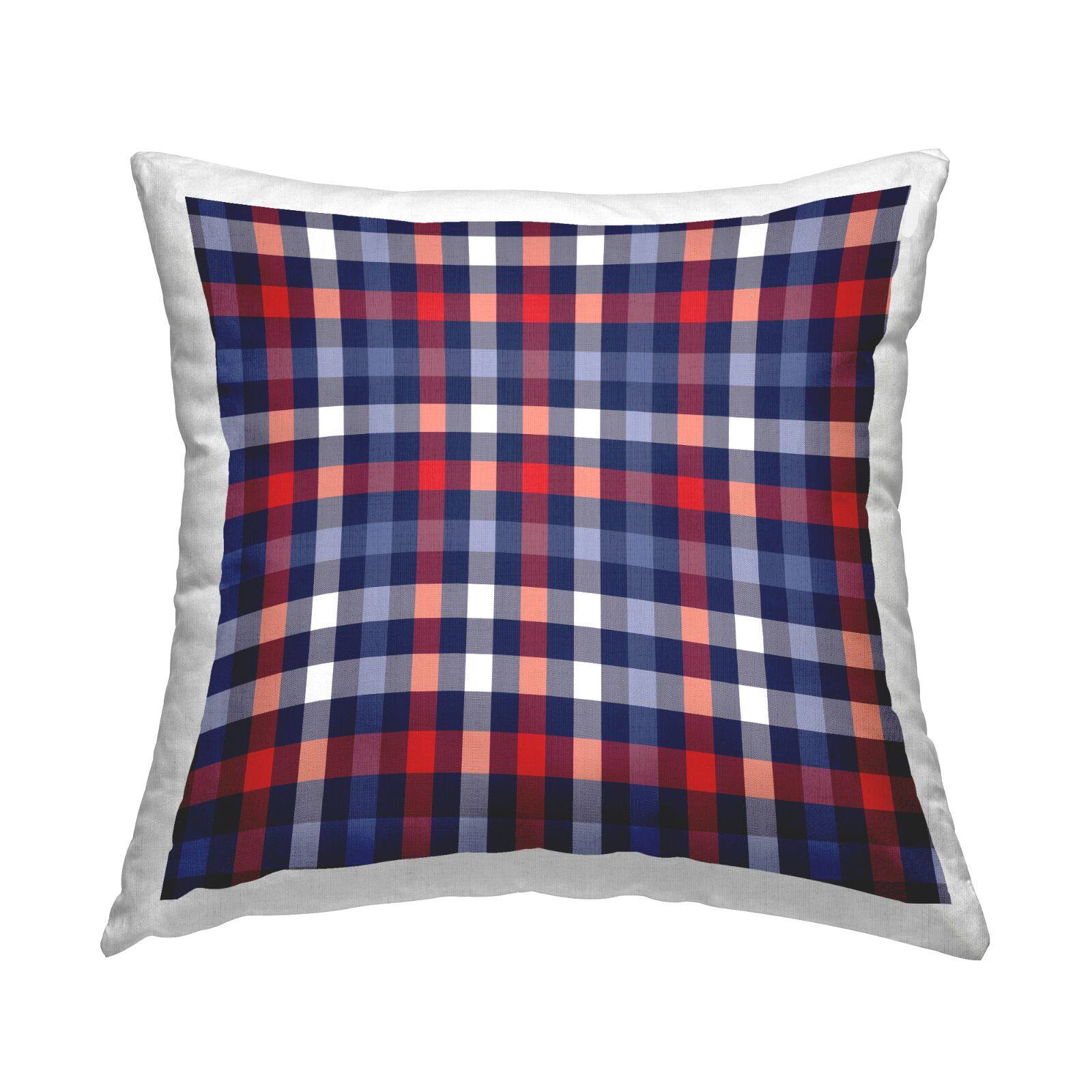 Stupell Industries Plaid Tartan Pattern Red Blue Checker Throw Pillow, 18" x 18"