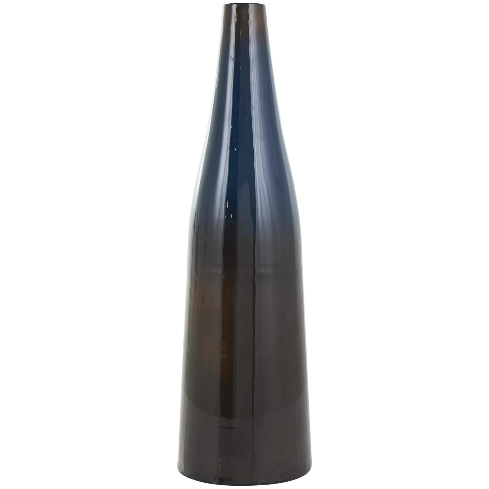 20.25" Blue & Brown Ombre Metal Vase